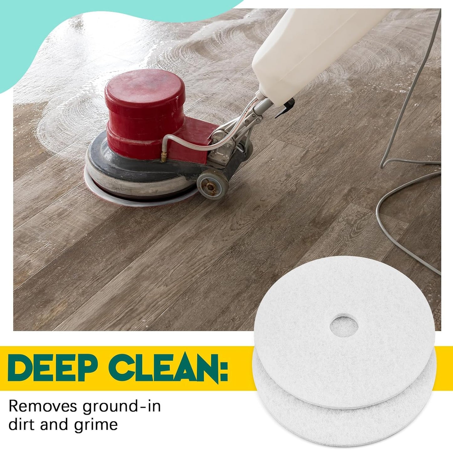 20" White Scrubbing Pads Commercial Cleaning Orbiter Pads-Maintenance Non Woven for Floor Buffer Machine 2 Pcs