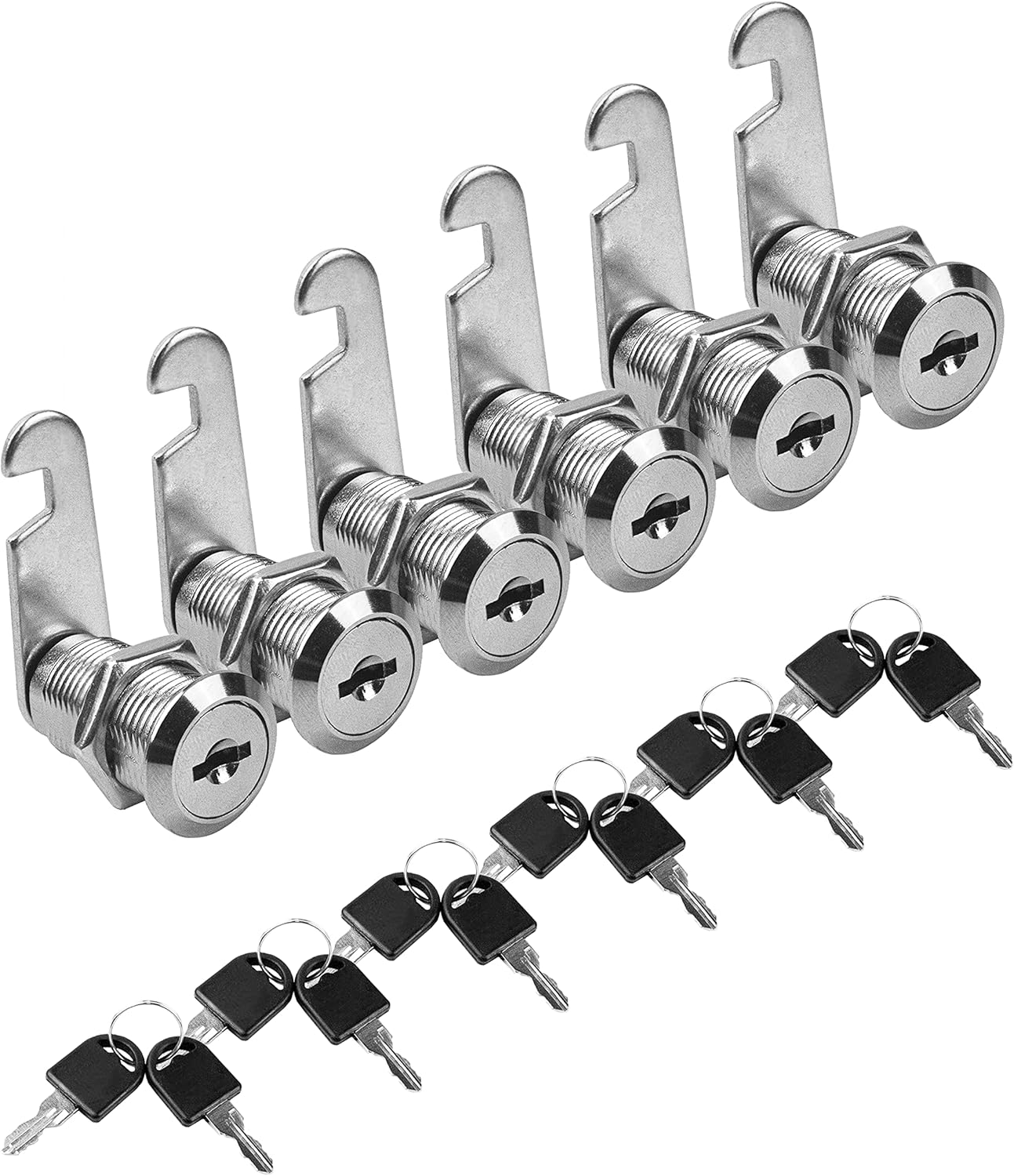 MoHern Cabinet Locks, 6 Pcs Keyed Alike 1-1/8 Inch (30mm) Cylinder Locks, Zinc Alloy Cam Lock with Keys for Cabinet, Drawer, RV and More