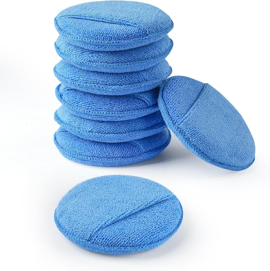 Wax Applicator Pad (8 Pack), 5 Inch Microfiber Applicator Pad with Finger Pocket, Washable Reusable Polishing Pads, Buffing Pads for Car Cleaning, Polishing and Detailing