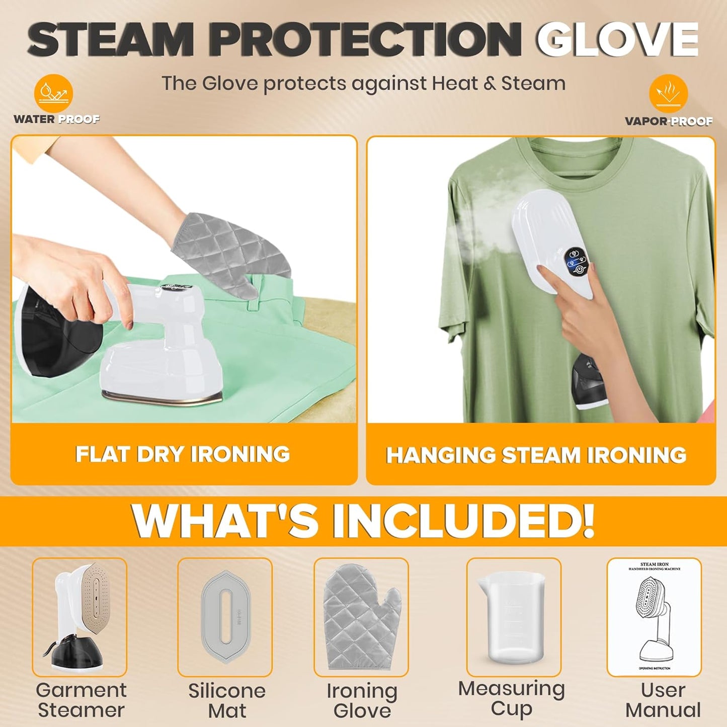 Humse Portable Steamer for Clothes – 2 in 1 Travel Steamer Iron For Clothes, Light Weight with 230ml Water Tank- 20s Heat-up 1050W garment steamer, Fabric Wrinkle Remover with 180° Handle (White)