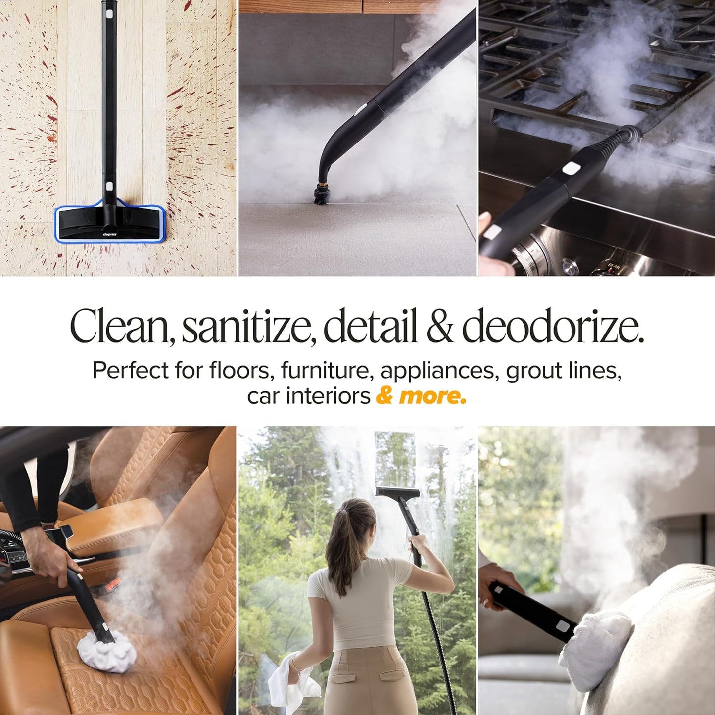 Dupray Neat Plus Steam Cleaner with 17-Piece Accessory Kit. A powerful multi-purpose steamer designed for deep cleaning floors, upholstery, grout, and more. *Kills 99.9% of Bacteria & Viruses