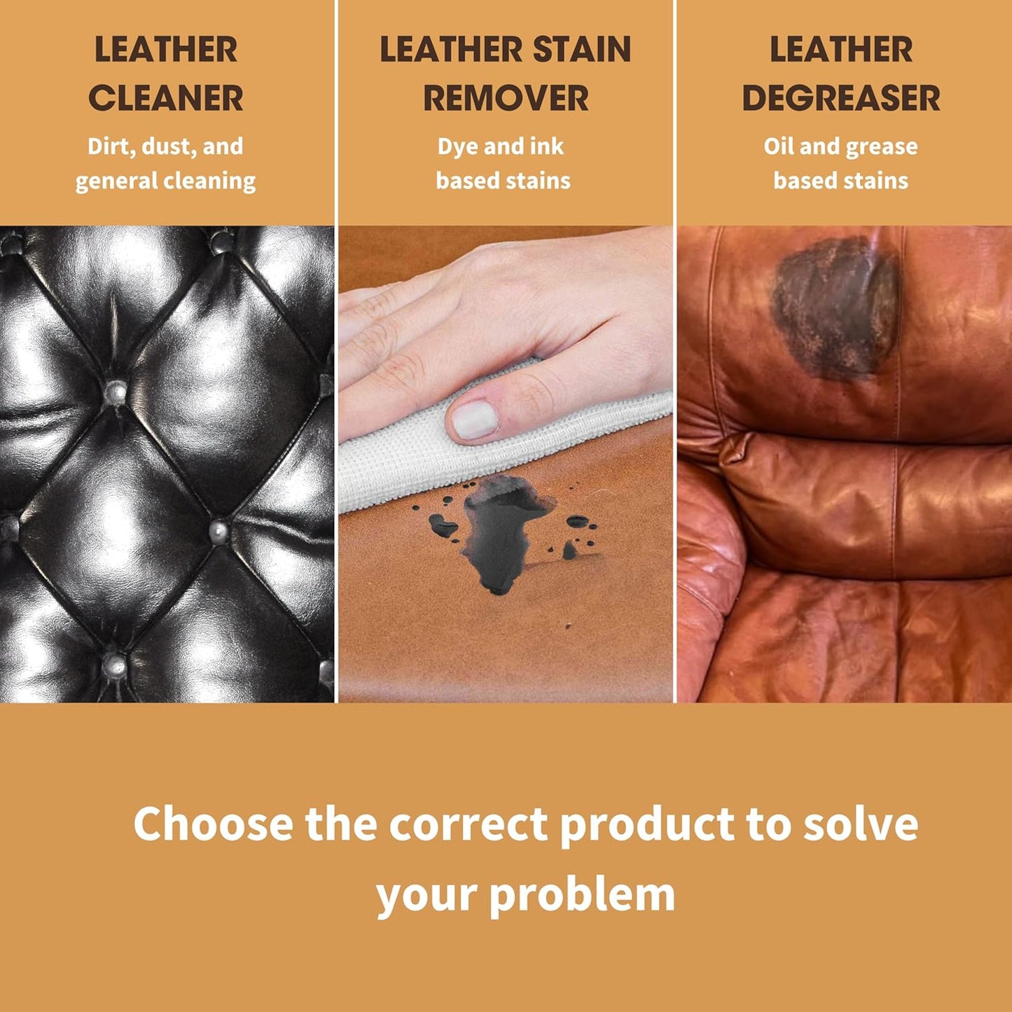 Furniture Clinic Leather Cleaner | Non-Toxic | Removes Dirt & Grime | All-Purpose Cleaning Solution for Couches, Car Seats, Purses, Shoes & Saddles | Restores All Leather Types | 17oz / 500ml