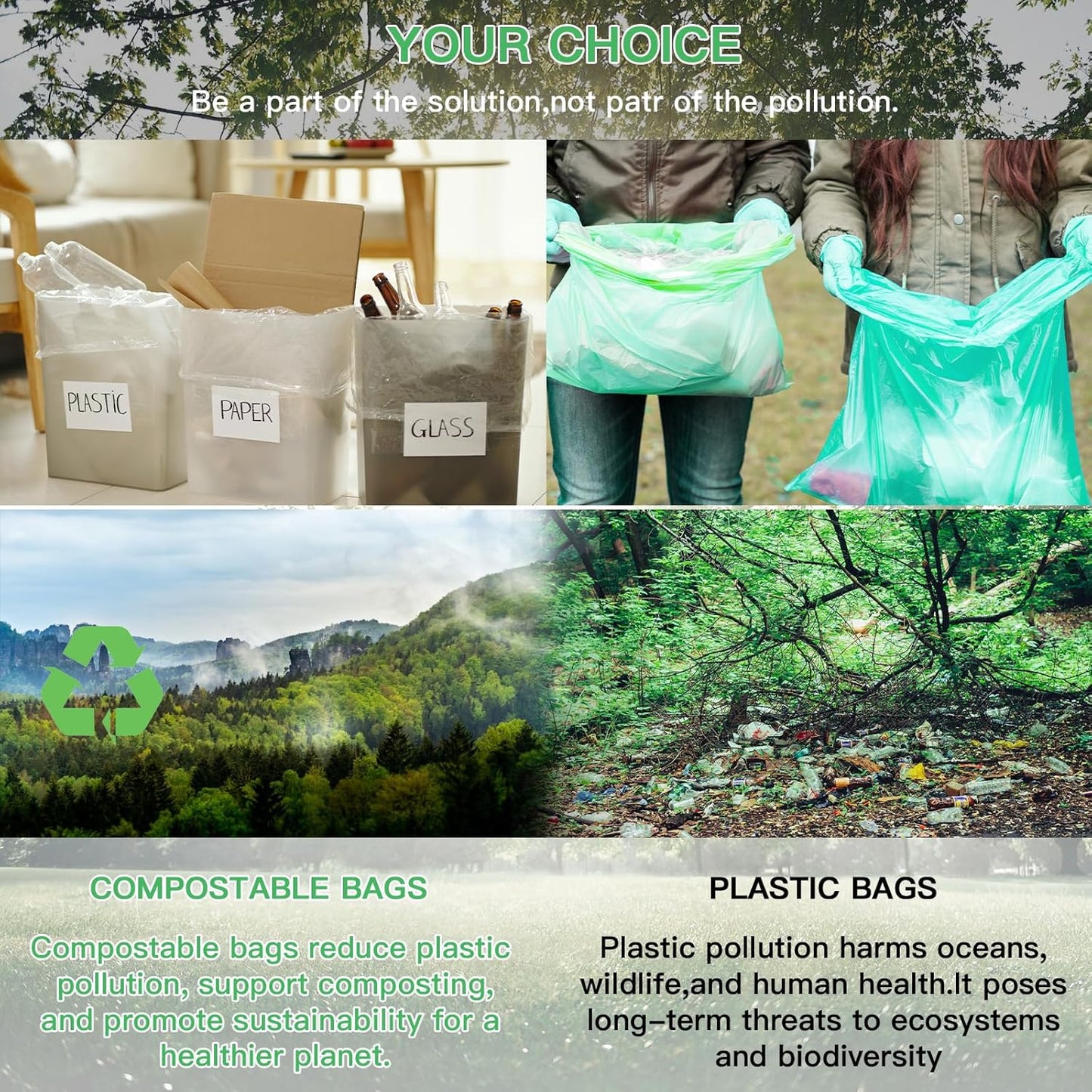 Small Biodegradable Trash Bags 1.2 Gallon - Mini Compostable Garbage Bag Unscented Strong Thicken Rubbish Waste Can Liners For Outdoor Camping Garden and Kitchen (Blue, 100 Count)