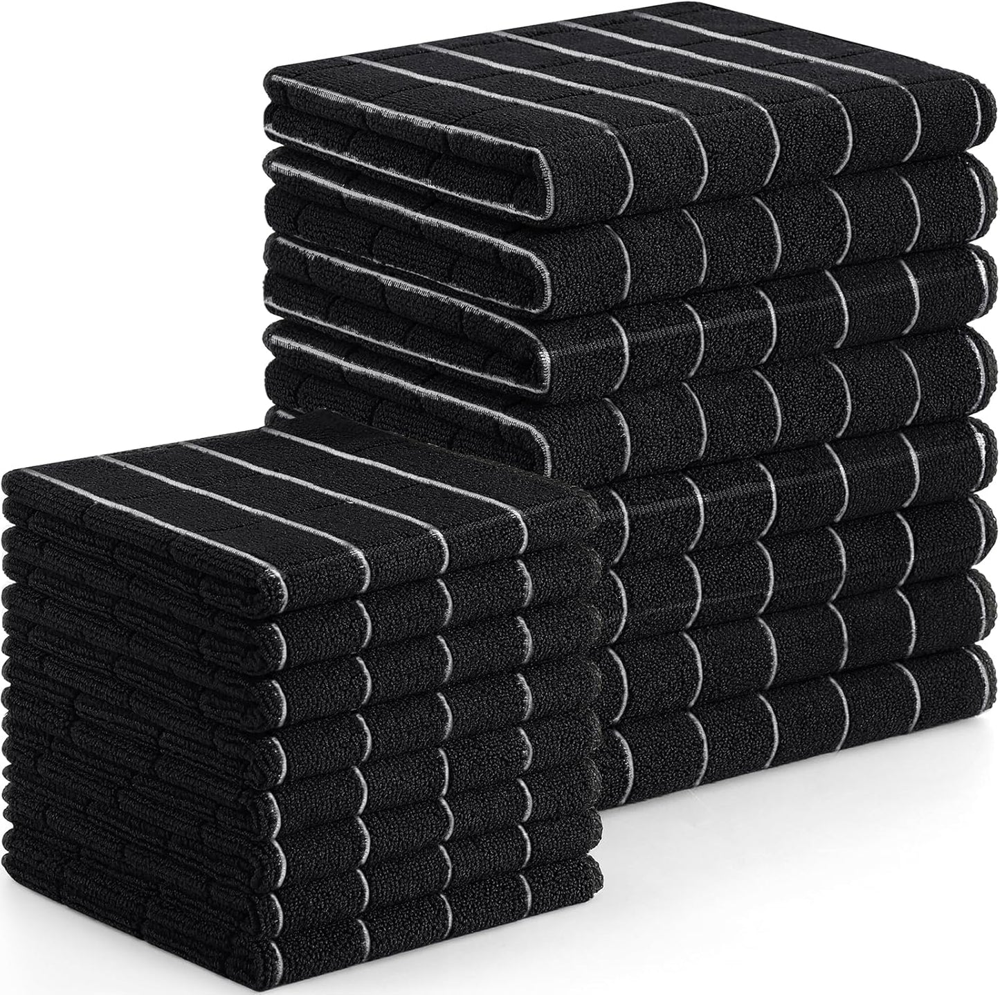 Homaxy Microfiber Kitchen Towels and Dishcloths Set, 16 Pack Soft and Absorbent Dish Hand Towels Bulk, 28 x 16 Inch & 12 x 12 Inch Quick Drying Rags for Washing Dishes, Grey