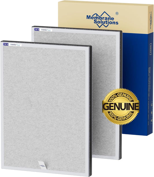 Membrane Solutions MSA3/MSA3S Genuine Smoke Removal Air Purifier Filter Replacement 2 Pack, Upgraded 6-in-1 H13 True HEPA Filter with OdallerPure Technology