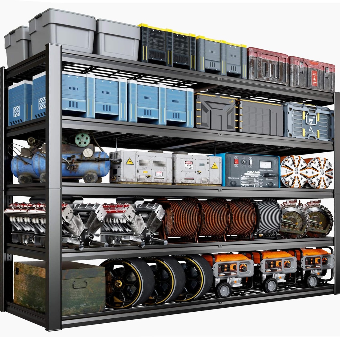 68" W Garage Shelving Heavy Duty, 5 Tier Garage Shelves, Adjustable Storage Shelving Unit, Commercial Metal Shelf for Warehouse, Pantry, School, Shop, 68" Wx20 Dx84 H