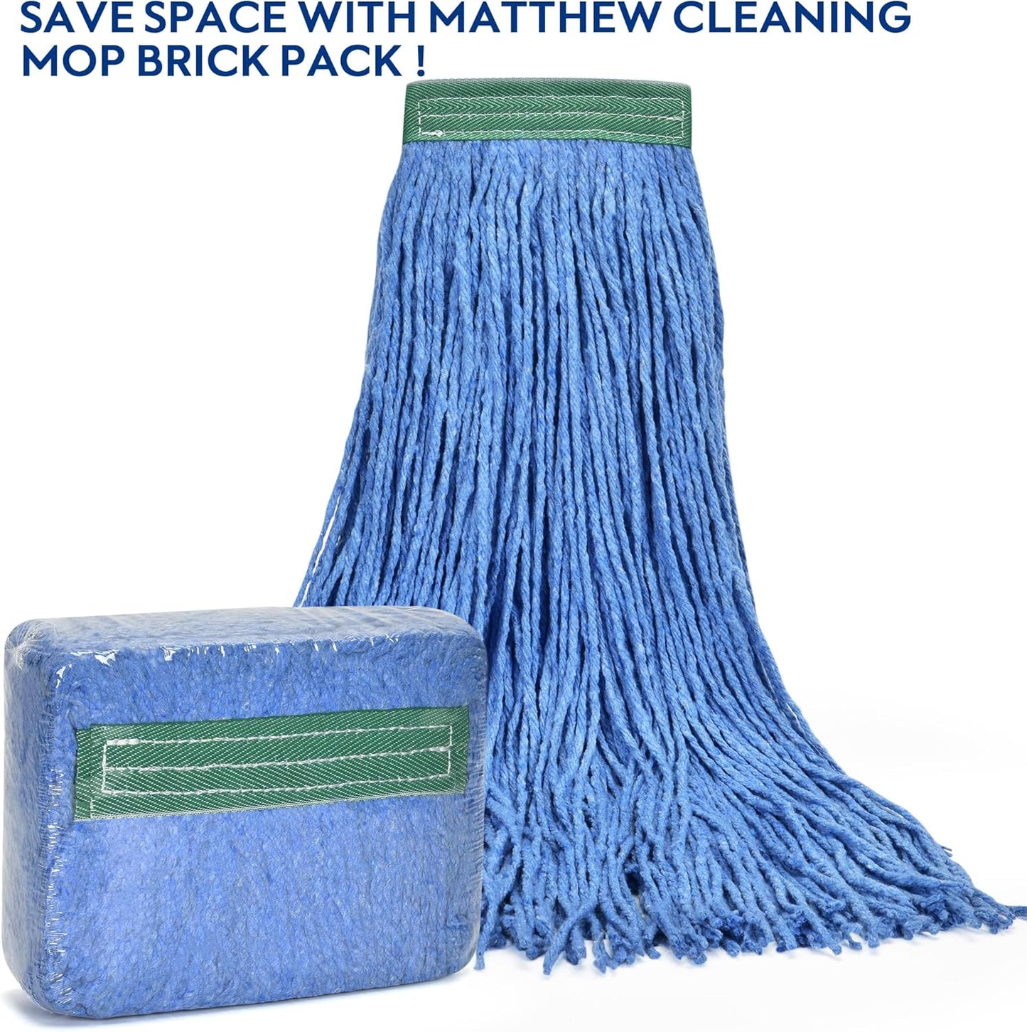 Matthew Cleaning 20oz 12Pack Cotton Floor Mop,Cotton Looped-Open String Heavy Duty String Refills, Universal Headband Blend Material,Mop Head Replacement for Home, Industrial and Commercial Use(Blue)