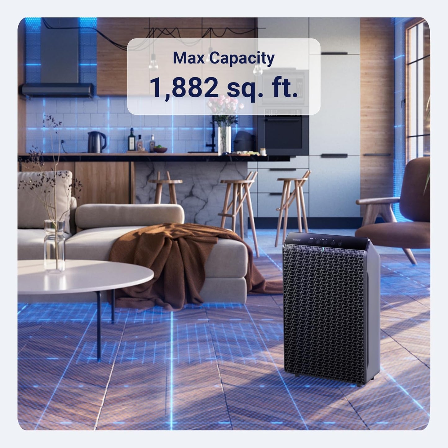 WINIX 5520 Air Purifier for Home Large Room Up to 1882 Ft² in 1 Hr With Air Quality Monitor, True HEPA, High Deodorization Carbon Filter and Auto Mode, Captures Pet Allergies, Smoke, Dust.