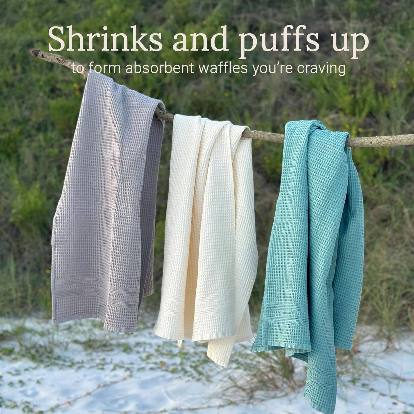 GILDEN TREE Waffle Towels for Bathroom, 100% Cotton Quick Dry Towel, Waffle Bath Towels Large, Absorbent Lightweight Travel Towel, Bath Towels Set of 2, Classic Style (Seafoam)