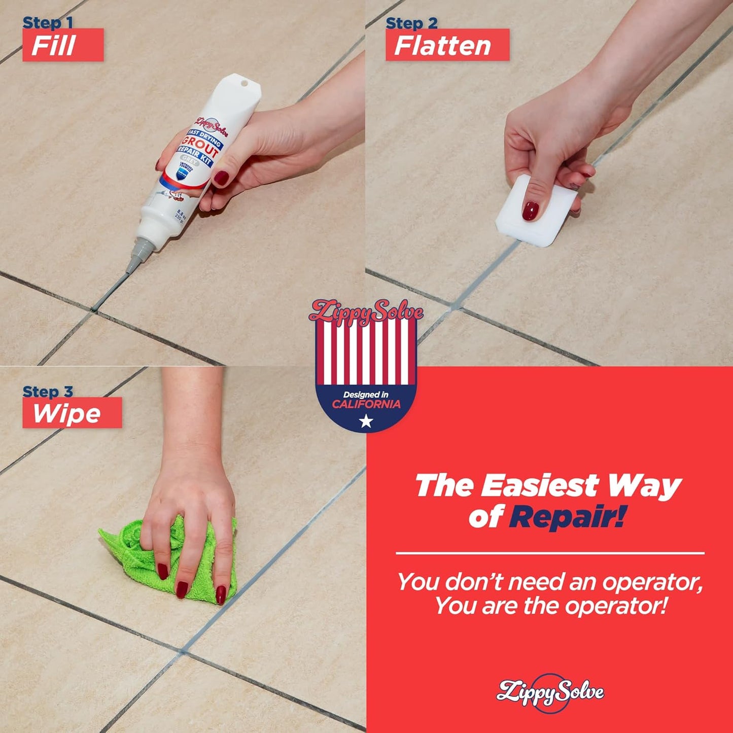 Tile Grout, Repair Kit,Restore & Renew Tile Joints Line, Fast Drying Grout Paint Squeeze Tube for Bathroom Shower Kitchen Floor, Waterproof (8.8 oz) (Grey)