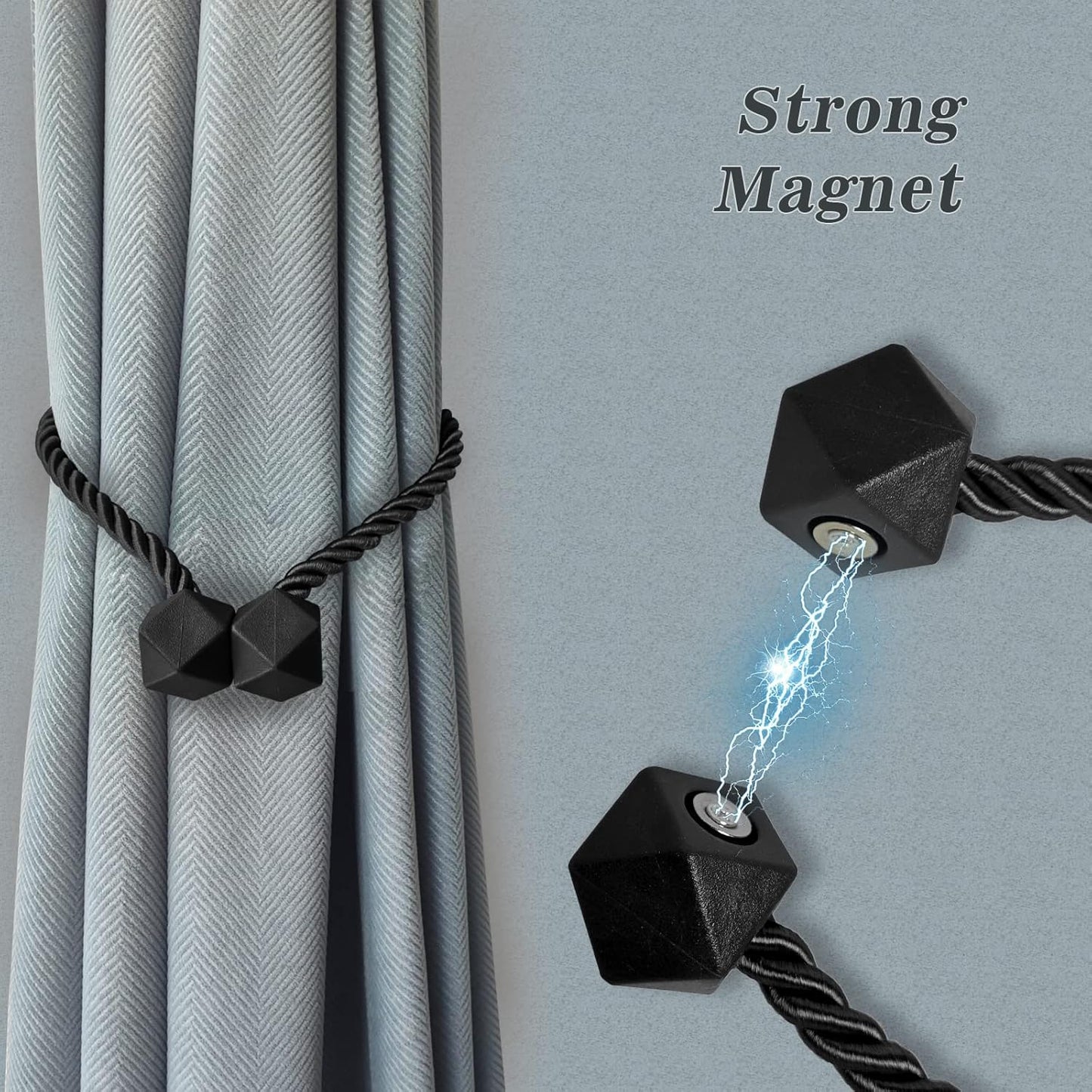 Hion Magnetic Curtain Tiebacks White 2pcs, Curtain Tiebacks Buckles Holdbacks Holders Hooks Clip for Home Bedroom Office Decorative Curtain