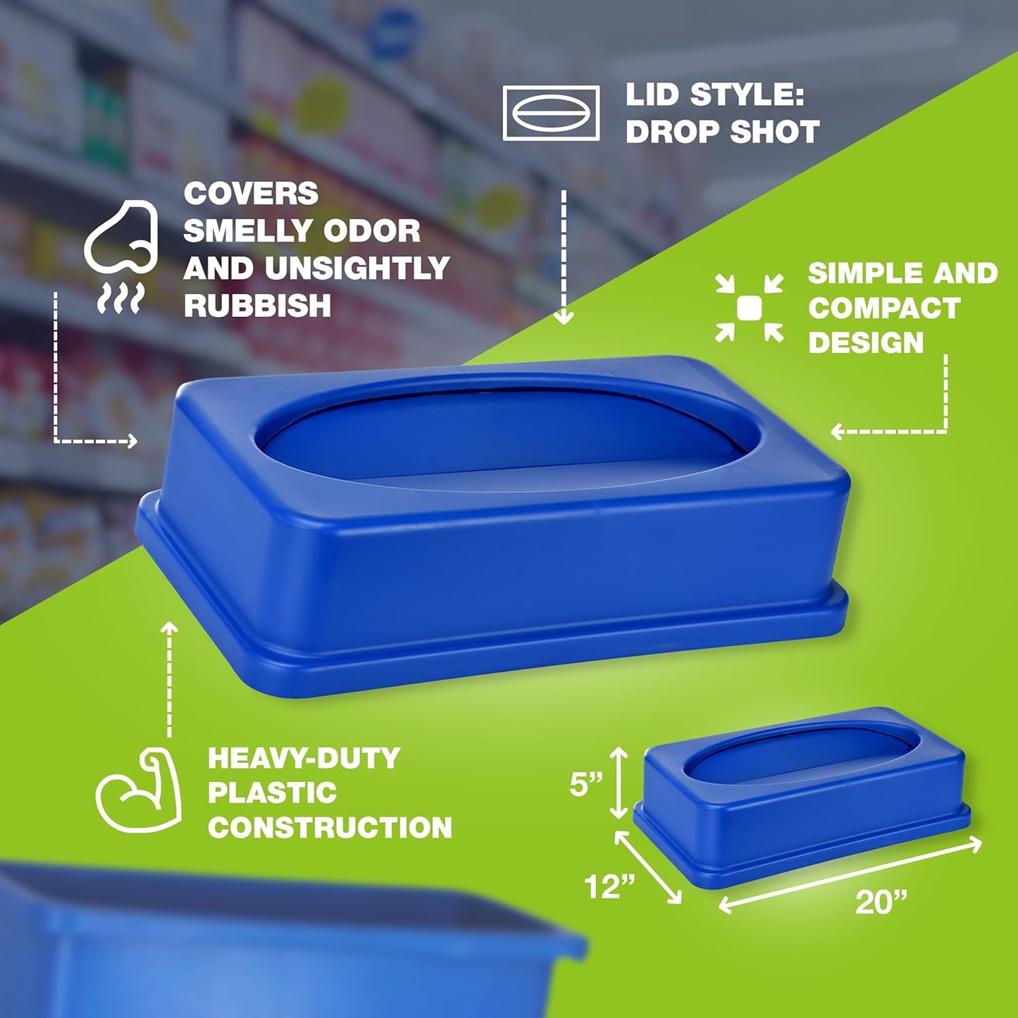 Alpine 23 Gallon Slim Trash/Recycling BIN Swing LID Blue