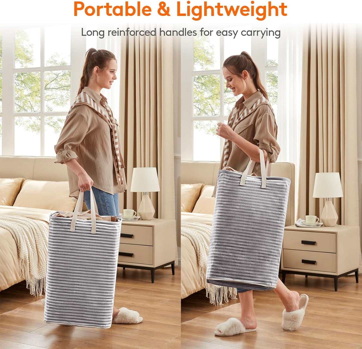 Lifewit Laundry Hamper Large Collapsible Laundry Basket, Freestanding Waterproof Clothes Hamper Storage with Easy Carry Handles for Clothes in Bedroom Bathroom College Dorm for Adults, Black, 80L