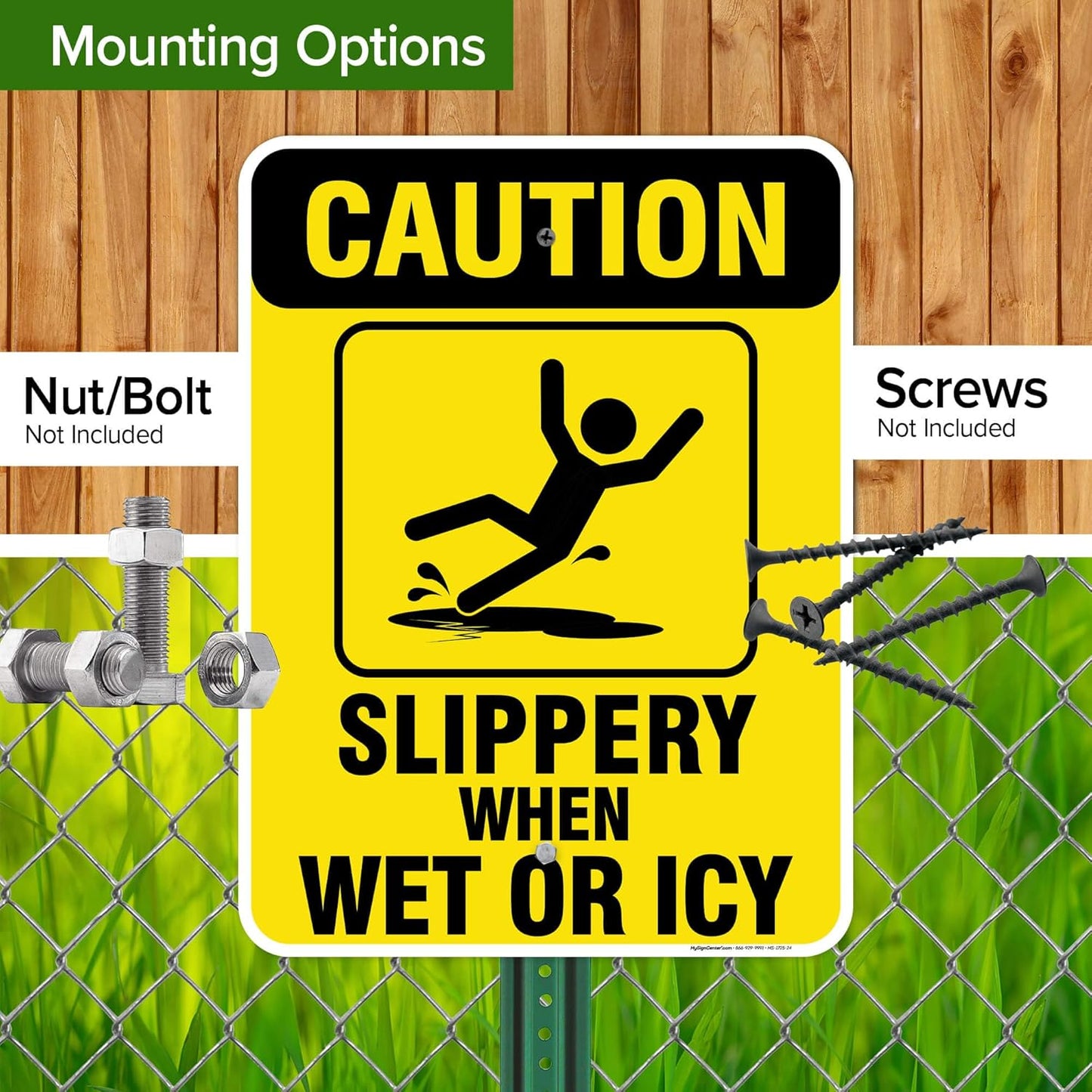 Caution Slippery When Wet Sign or ICY Sign, 18"x24" .063 Aluminum, Indoor/Outdoor Use, USA MADE By My Sign Center