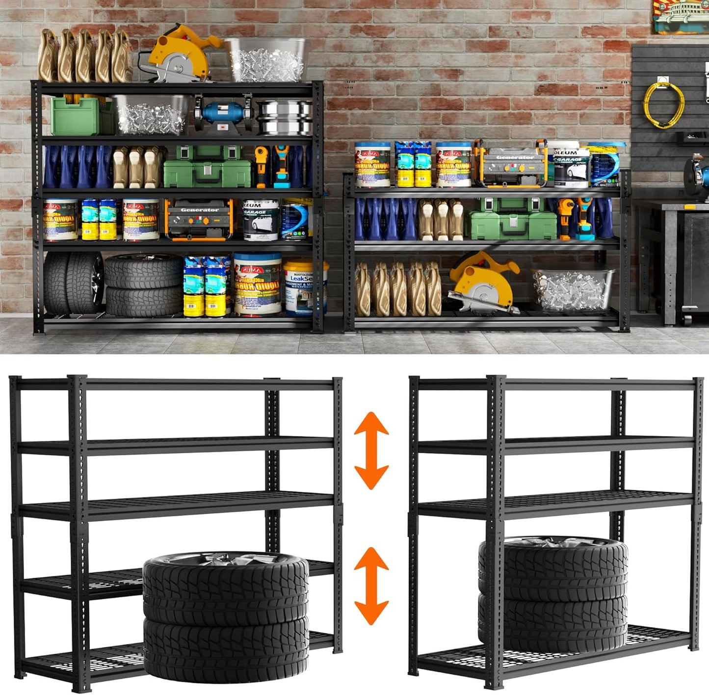 ROOMTEC Garage Shelving, 3300 LBS Capacity Storage Shelves Heavy Duty, 5 Tier Adjustable Metal Organizer Wire Rack, 60"L x 24"W x 78"H Utility Shelf Unit for Kitchen Pantry (1, 60" L x 24" W x 78" H)