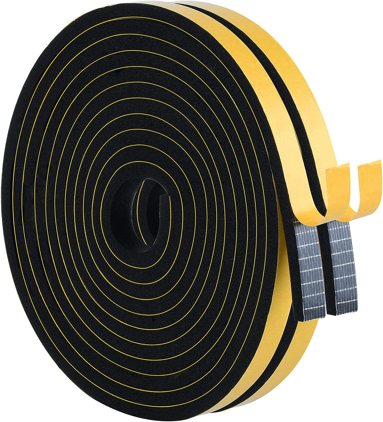 Weather Stripping 1/2 in x 1/4 in, High Density Foam Insulation Tapes, Weatherproof Seal Strips, Soundproof Weatherstrip for Door Window, 2 Rolls Total 26Ft