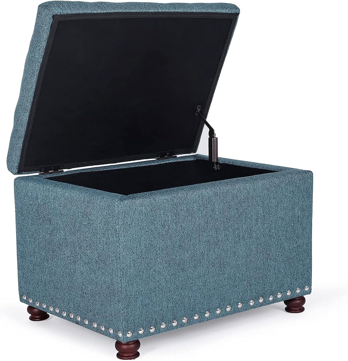 Joveco 24" Ottoman with Storage for Living Room Rectangular Fabric Tufted Bench Footrest Toy Chests for Bedroom (Cyan)