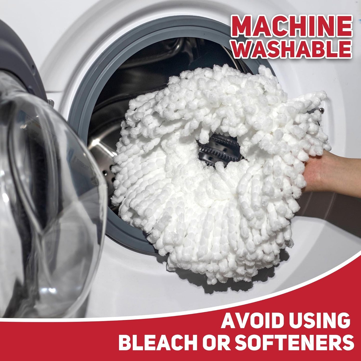 4-Pack White Mop Replacement Heads with 1 Spin Mop Scrub Brush - Microfiber Replacement Mop Heads Universal for 360°Spin Magic Mopping,Round Shape Standard Size