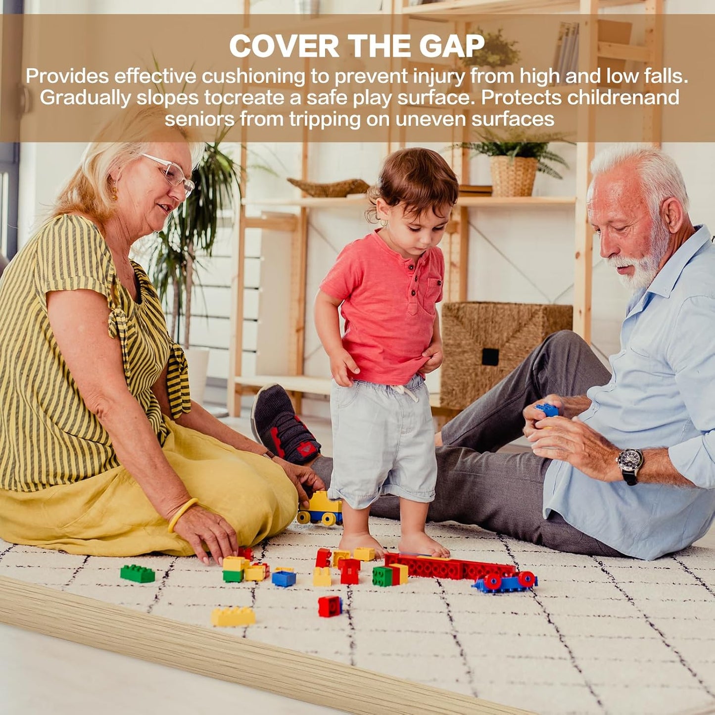 Floor Transition Strip Vinyl Door Threshold Ramp Self Adhesive Carpet Edging Strip Doorway Edge Trim, Overlap Edge Reducer for Laminate Carpet, Floor, Tile (Yellow Wood, 3/5" to 4/5", 3.3Ft)