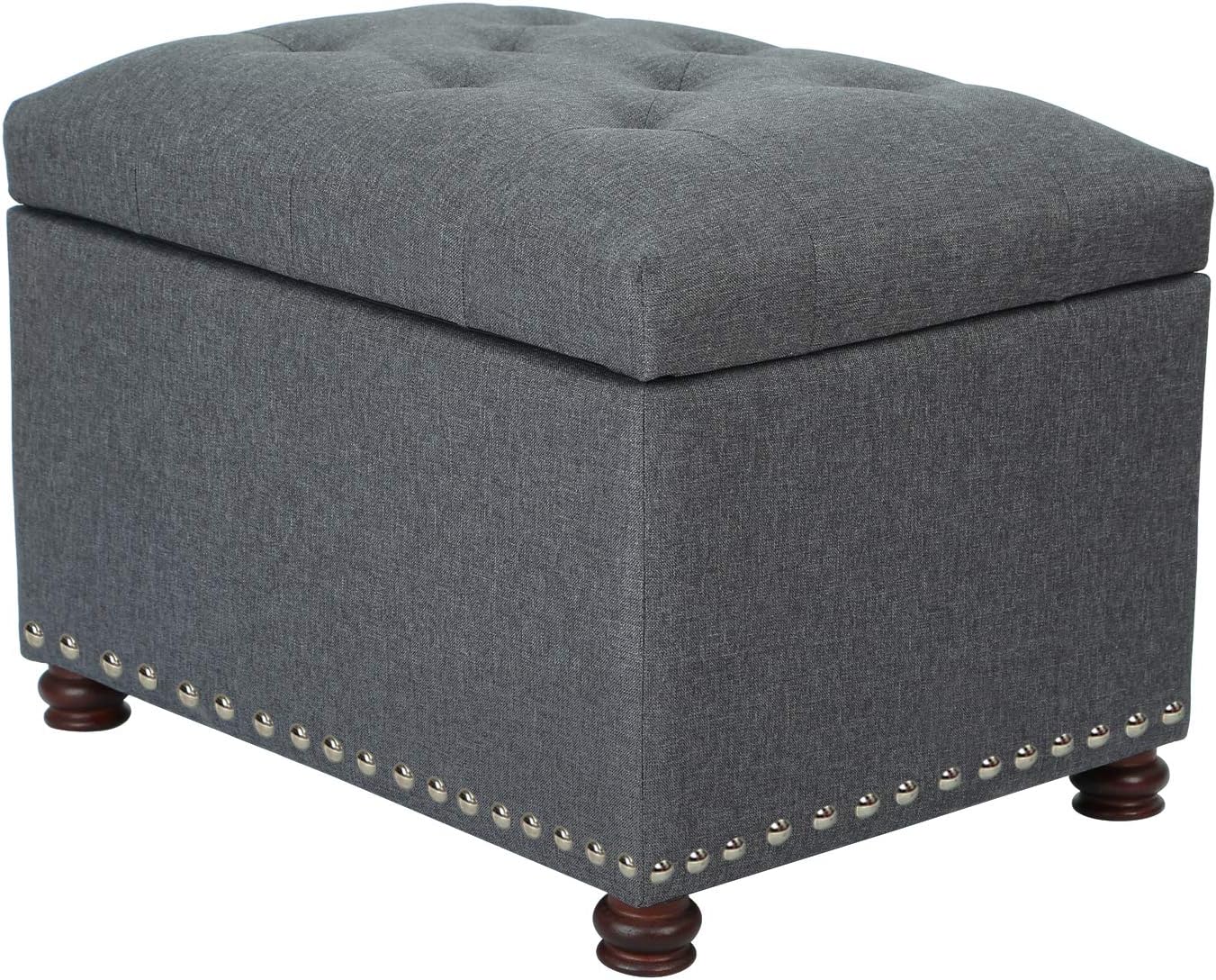 Joveco Storage Ottoman Bench Rectangular Fabric Organization Foot Rest, 24 Inch Modern Tufted Bedroom Foot Stool and Seat for Entryway, Bedroom, Living Room