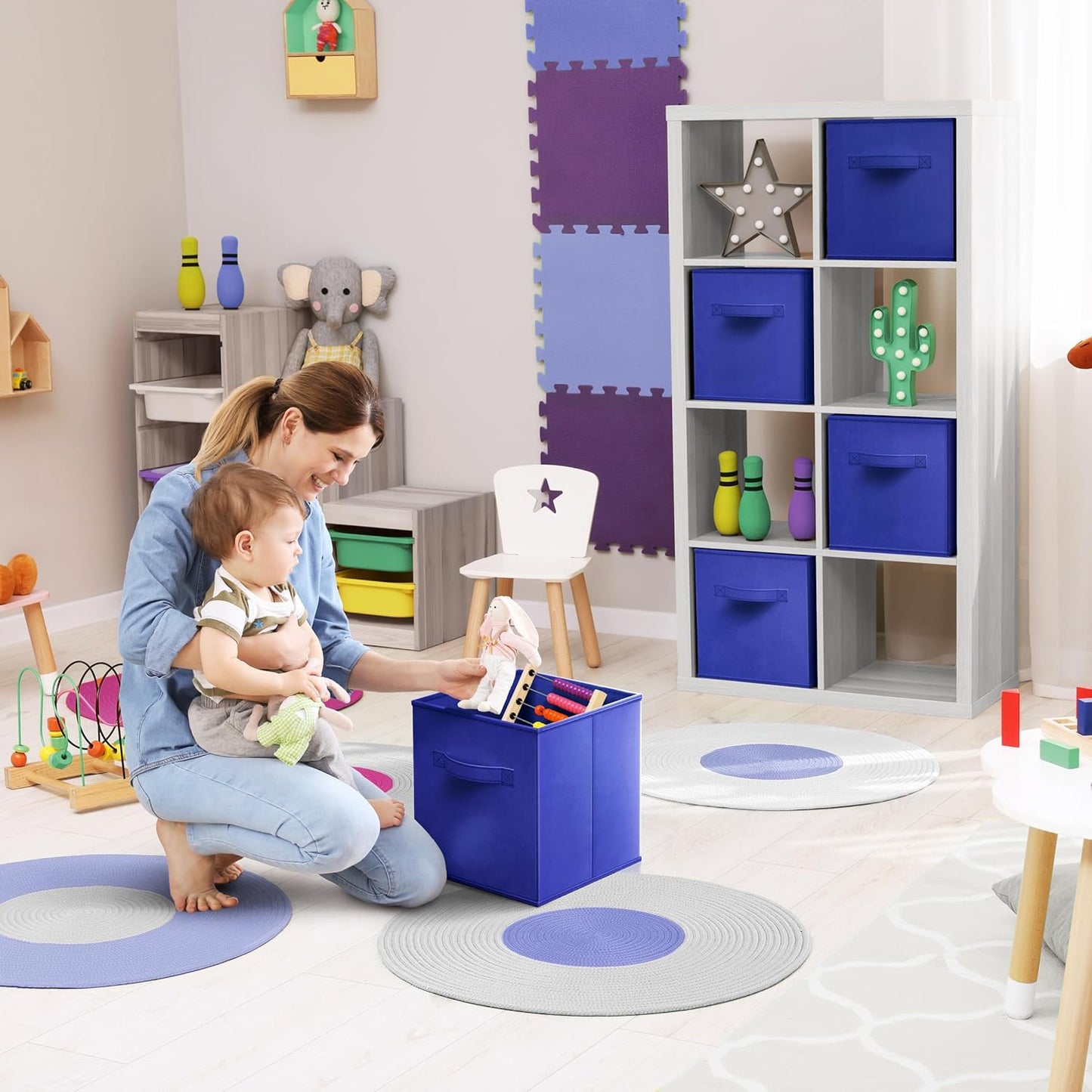 Sorbus 13 Inch Collapsible Fabric Storage Cubes - Sturdy Foldable Baskets with Handle - 8 Organizing Bins for Clothes, Toys, Books - Shelves, Closets