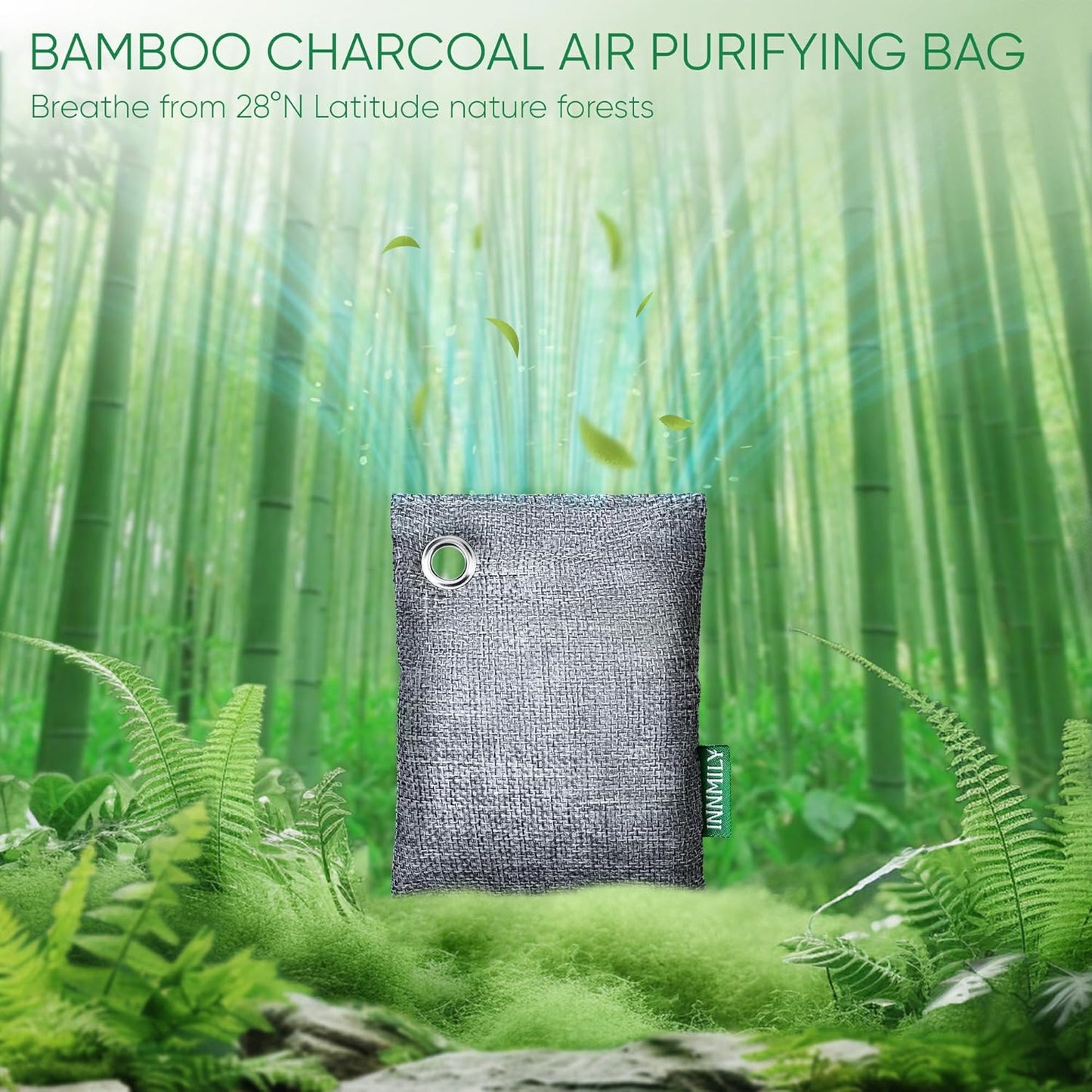 Activated Charcoal Odor Absorber, 8 Pack w Hooks Nature Odor Eliminator for Strong Odor, Bamboo Charcoal Air Purifying Bags, Moisture Absorbers for Fresh Home Car Closet Pet, Smoke Smell Deodorizer