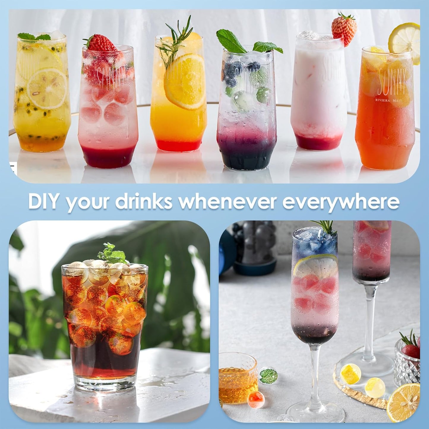 WIBIMEN Ice Cube Tray with Lid - Round Ice Tray for Freezer with Lid - Ice Cube Trays for Freezer (One Tray Only)