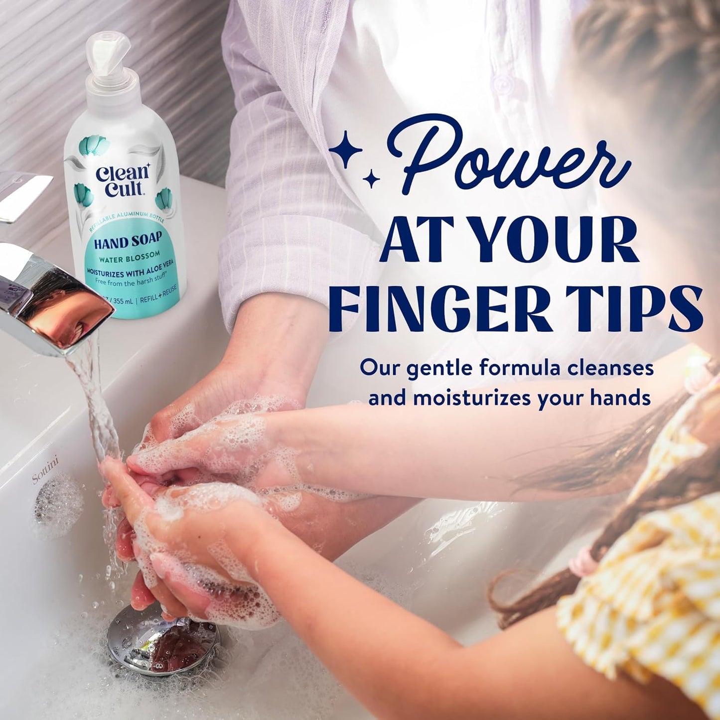 Cleancult Liquid Hand Soap Refill - Water Blossom - Moisturizes Dry & Sensitive Skin - Made with Aloe Vera & Essential Oils - Eco Friendly - Paper-Based Packaging - 32 oz/1 Pack