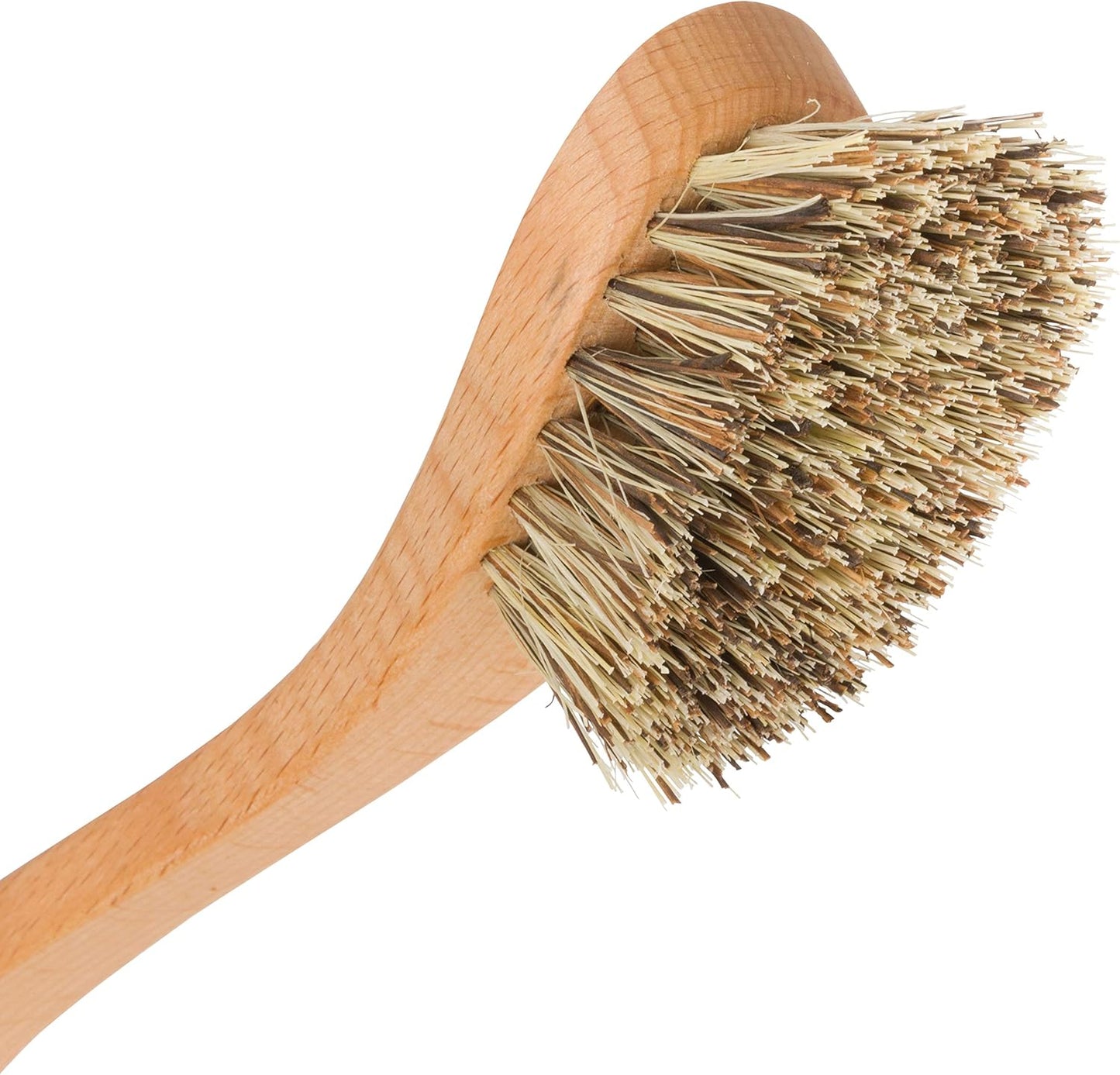 REDECKER Curved Dish Brush, Natural Union Plant Fiber Bristles, Ergonomic Design with Oiled Beechwood Handle, 9-1/4 Inches, Set of 2, Made in Germany - Natural Bristle Dish Brush