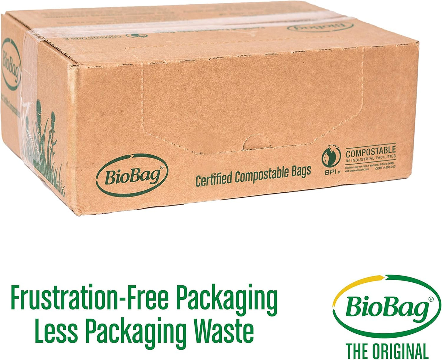 BioBag (USA) The Original Compostable Bag, 8 Gallon, 500 Count, 100% Certified Compostable Trash Bag Liners for Food Waste, Extra Strong and Durable