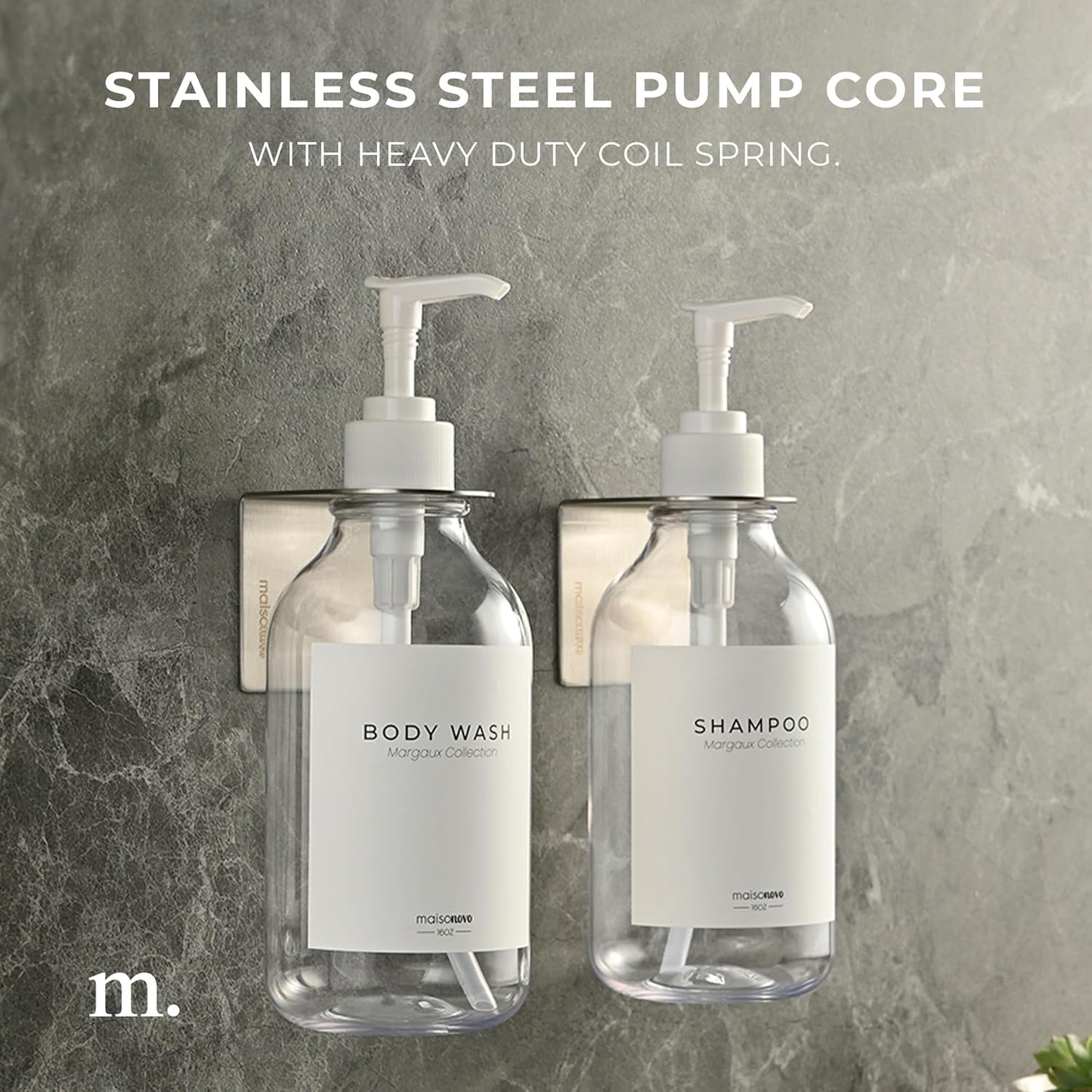 MaisoNovo Soap Pump Replacement - 2X White Plastic Pumps - Pump Dispenser - Soap Dispenser Pump Replacement - Stainless Steel Soap Pump - Pump for Soap Dispenser