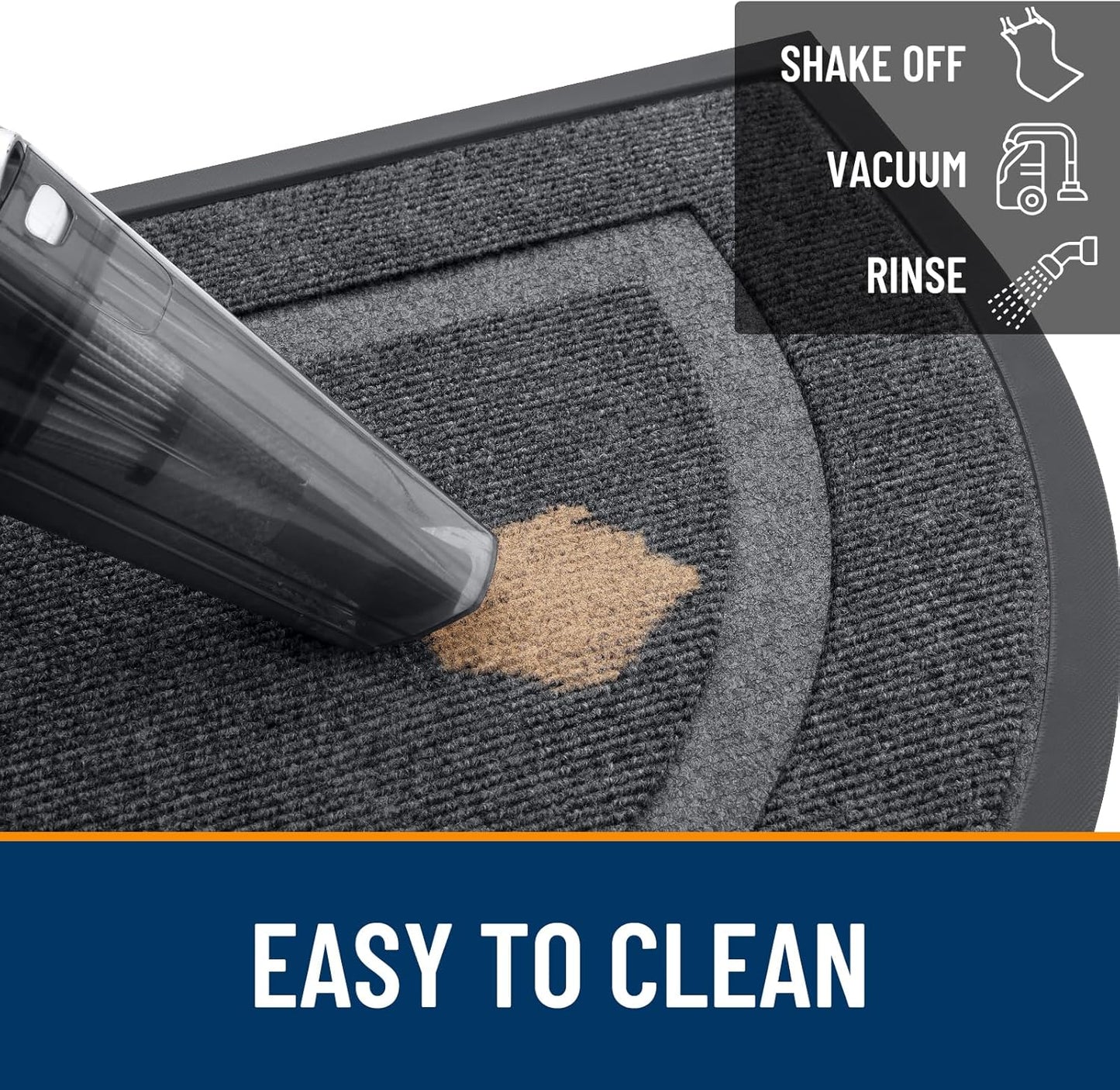 OLANLY Half Circle Door Mat Indoor Outdoor Entrance Welcome, Waterproof All-Season, All-Weather Doormat, Sturdy Natural Rubber, Low Profile, Easy Clean Patio Porch Entryway Mat, 47x32, Grey