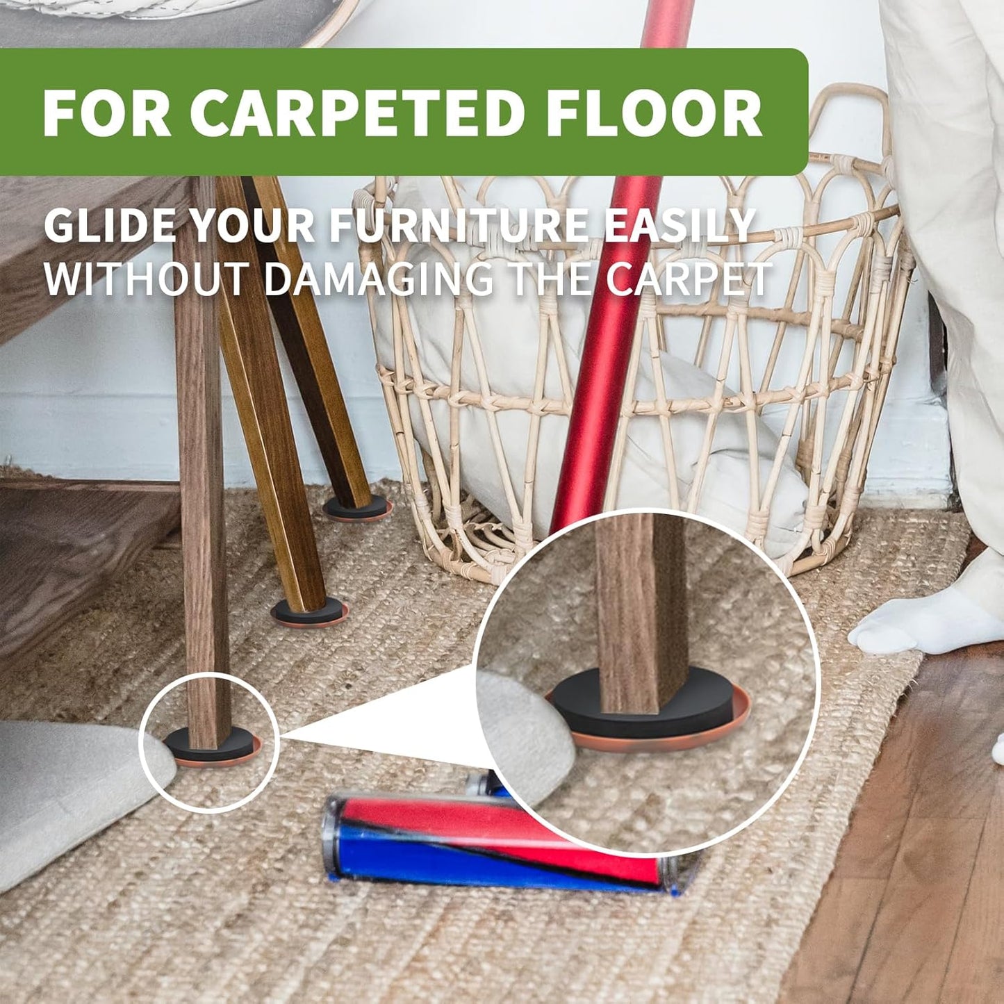 Furniture Sliders for Carpet 8 PCS - 2 1/2 inch Furniture Moving Slider Chair Legs Floors Protectors Furniture Movers Sliders – Move Your Furniture Easy & Safely(for Carpet) Brown Coffee