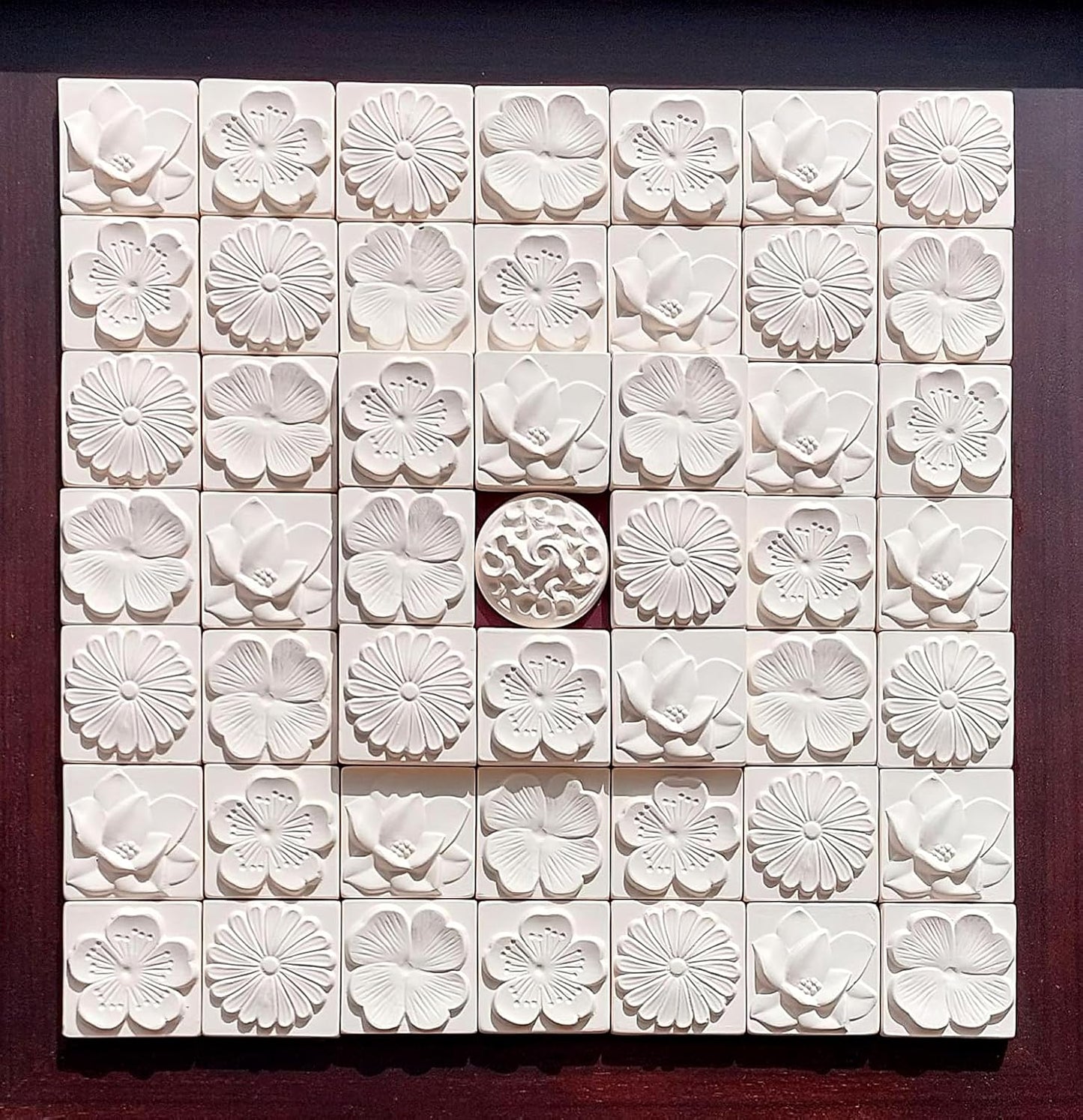 Stone Diffuser-Korean flowers 4 Square tiles, One Set-Odor Eliminator, Air Purifying, Humidity Control, Aromatherapy Passive Diffuser