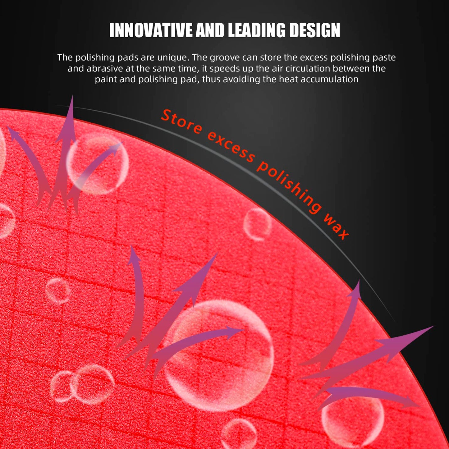 Red Finish Polishing Pads, Buffing Pads, SPTA 1Pc 6.5 Inch Face for 6 Inch 150mm Backing Plate Compound Buffing Sponge Pads for Car Buffer Polisher Compounding, Polishing and Waxing -FPTSS6R