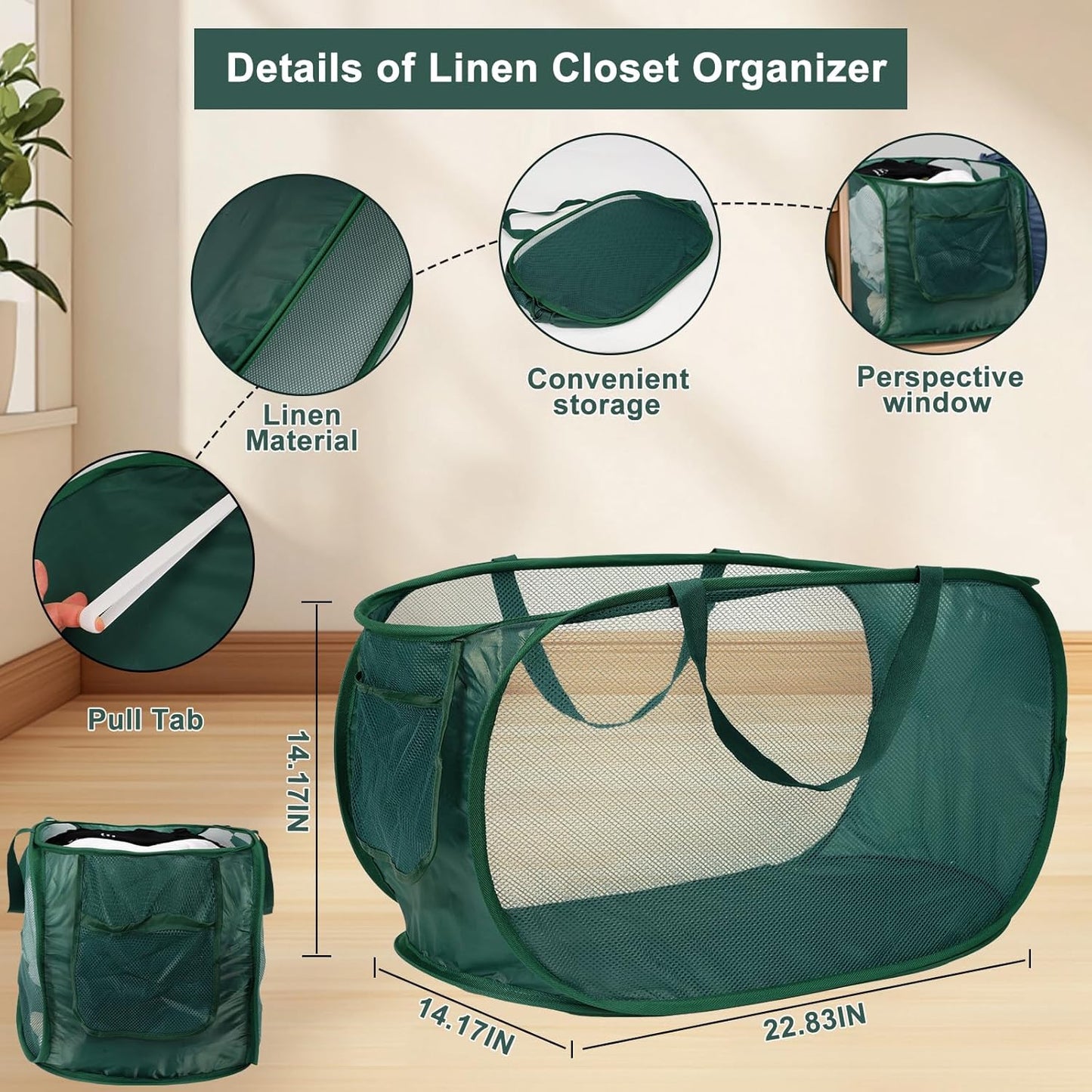 2 Pack Closet Storage Bins, Storage Containers for Closets, Fabric Closet Bins for StorageDecorative ,Collapsible Baskets for Organizing Clothes Toy Nursery (Beige/Gray)