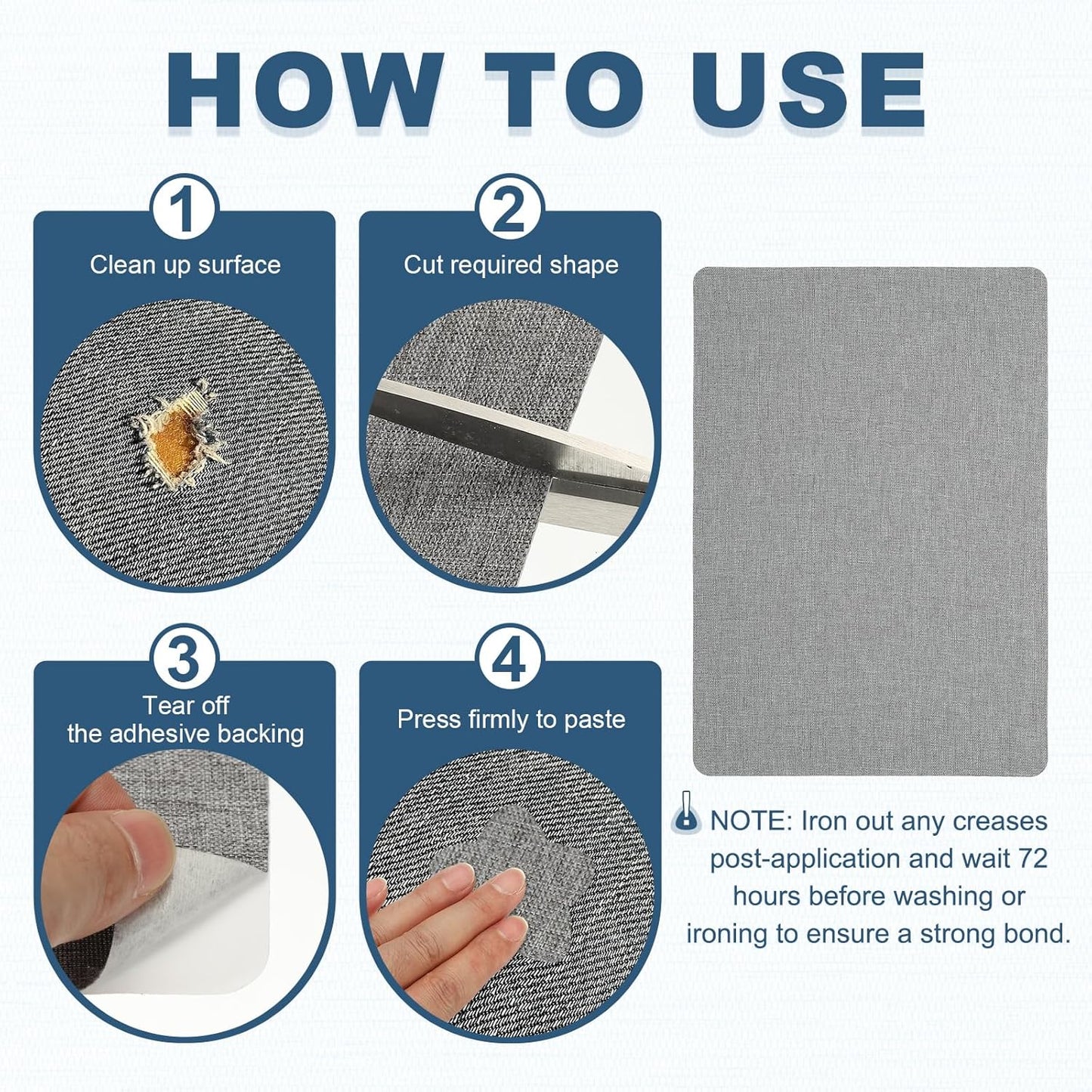 PATIKIL 8x11 Inch Linen Repair Patches, 2Pcs Self-Adhesive Fabric Patch for Sofas Tote Bags Furniture Car Seats Clothes Tents, Light Blue