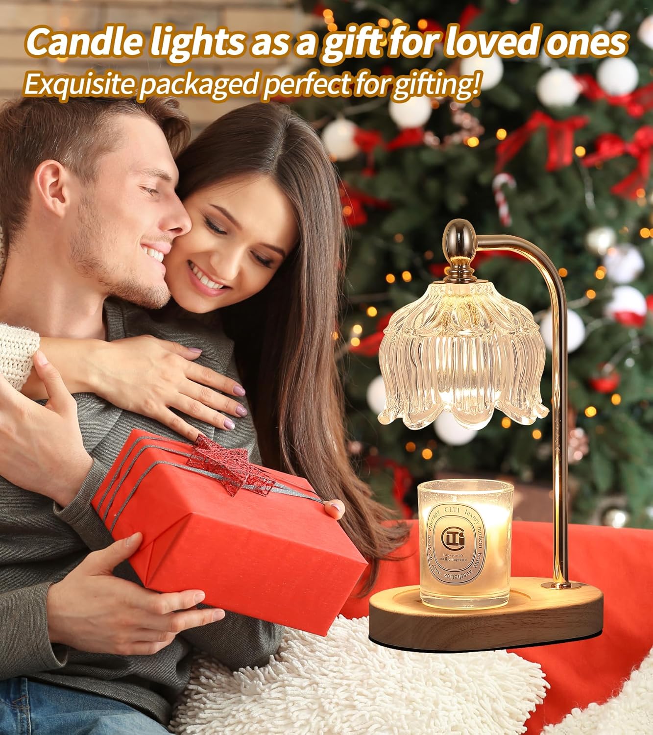 Candle Warmer Lamp with Timer and Dimmer,Electric Gold Light Gifts for Women Melt Wax Warmer Lamp with 2 Bulbs for Candle Jars House Warming New Home Decor Bedroom