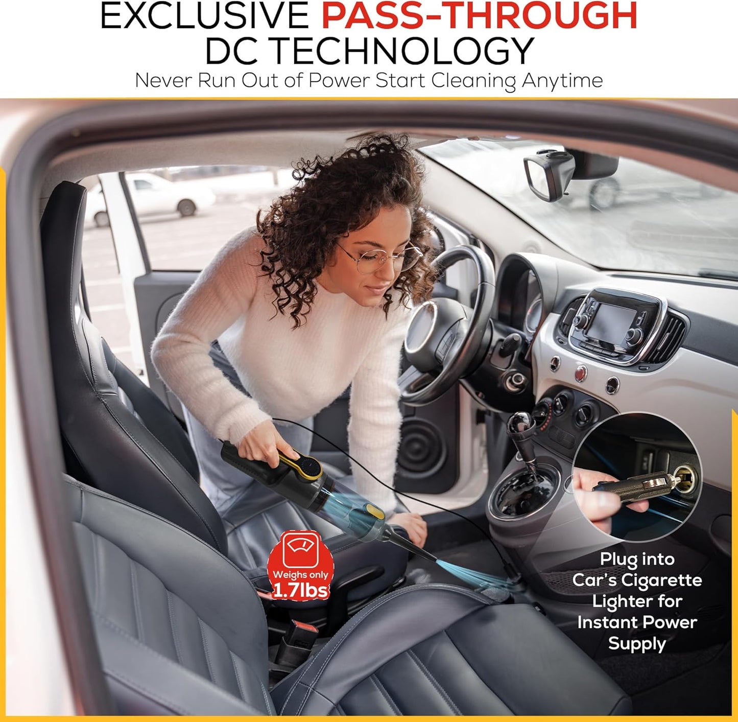 Car Vaccum Cleaner - 2 in 1 Handheld, High Power, Portable Vaccum Cordless & Corded + Blower with 18500Pa Suction - Fast USB-C Rechargeable Hand Vacuum for Home, Office, Pets & Auto Detailing