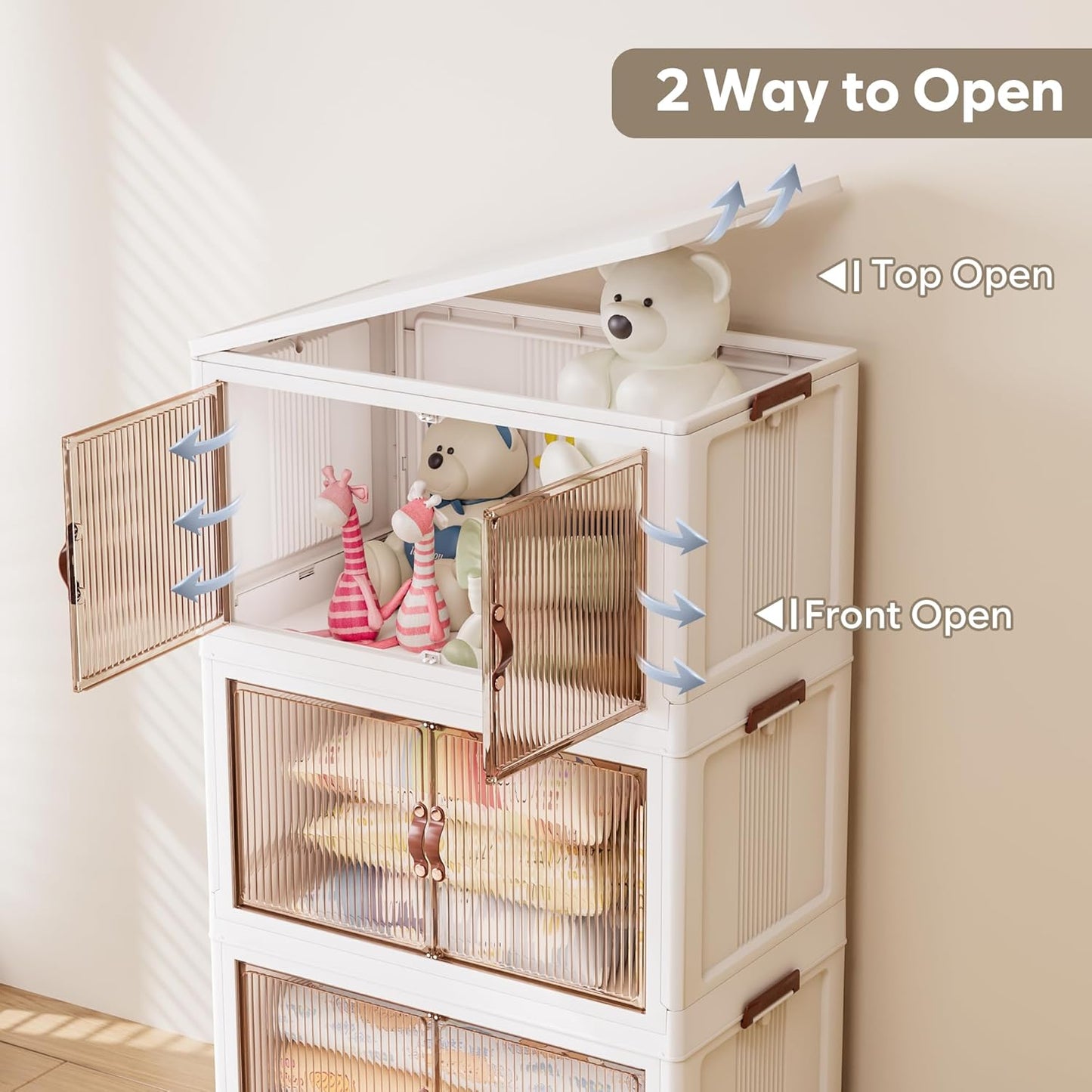 Jalove 50QT Plastic Storage Bins with lids, Stackable Collapsible Storage Containers with Wheels, Closet Organizer and Storage Drawers, Clothes Storage Cabinet for Home Office Garage, 4 Pack White