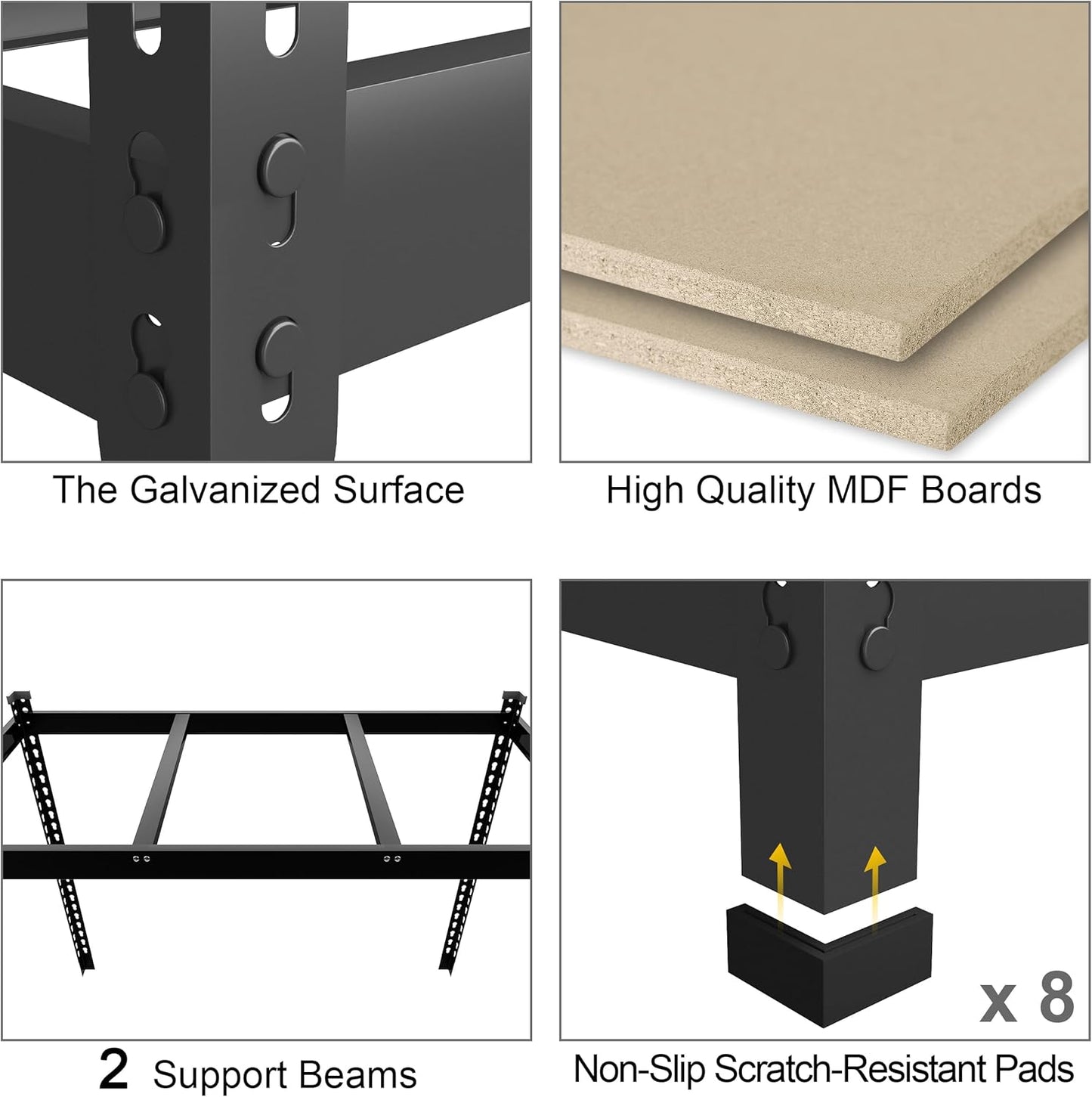 PrimeZone 2 Pack Storage Shelves 48" x 24" x 72" - 5 Tier Heavy Duty Adjustable Garage Storage Shelving, Metal Storage Utility Rack Shelf Unit for Warehouse Pantry Closet Kitchen, Black