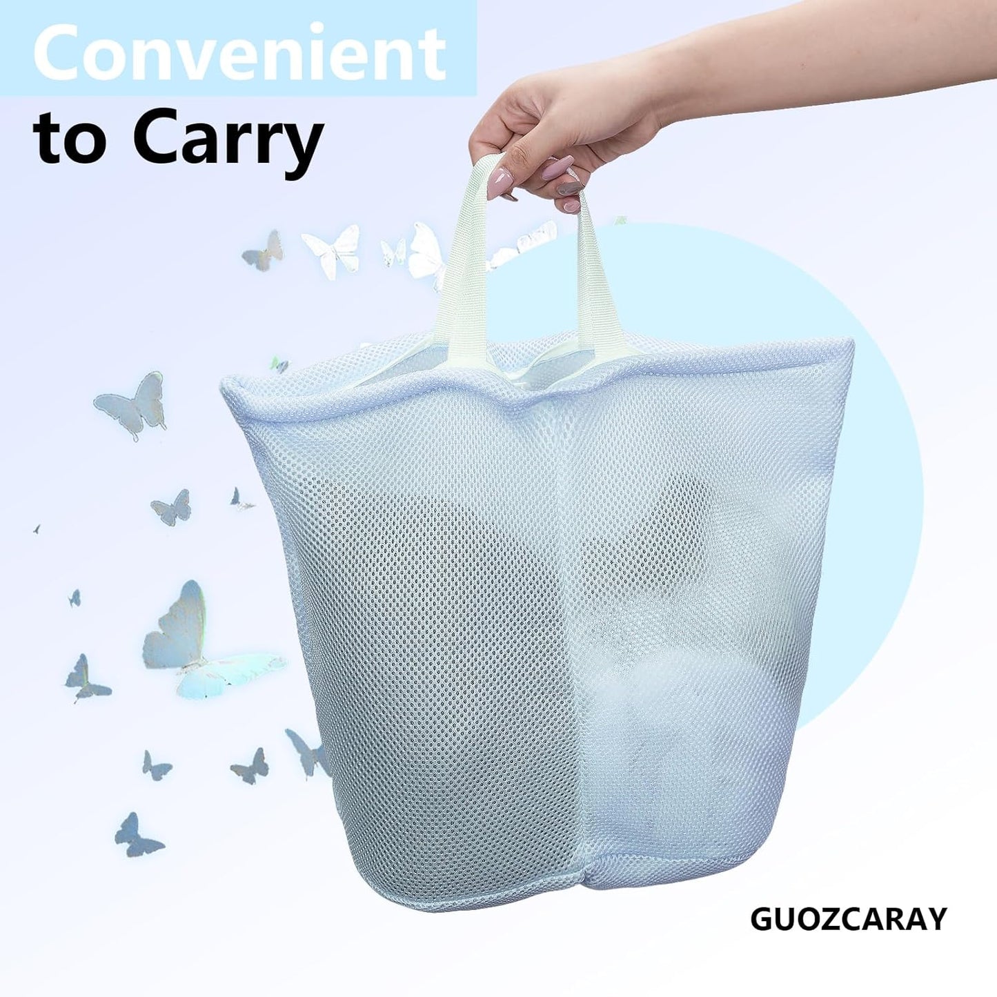 2 Pcs laundry bag with handles mesh laundry bags washing machine laundry totes travel storage and sorting bag for Clothes laundry bag for delicates(Blue2N)