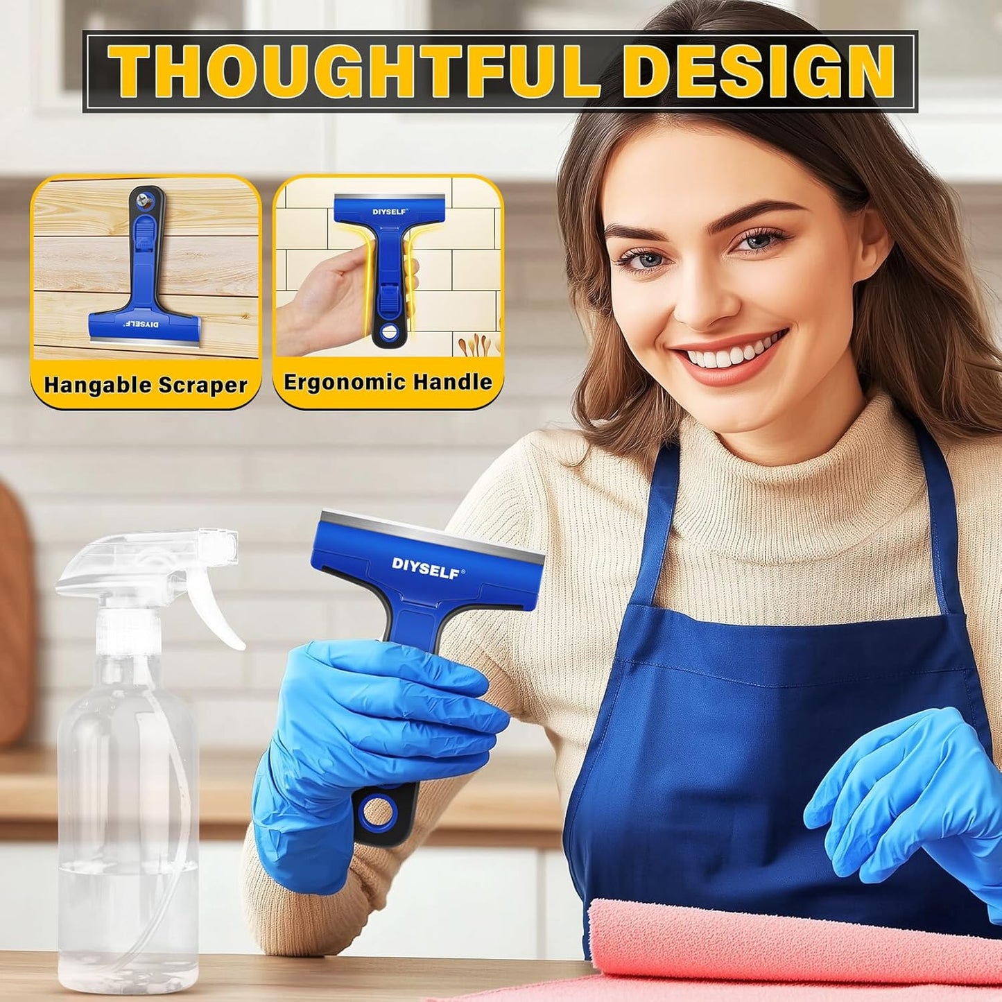 DIYSELF 1 Pack Razor Blade Scraper with 10 Extra Razor Blades, Scraper Tool, Glass Scraper for Cleaning, Glass Stove Top Scraper, Window Scraper, Paint, Cooktop, Oven Scraper, Razor Scraper Tool