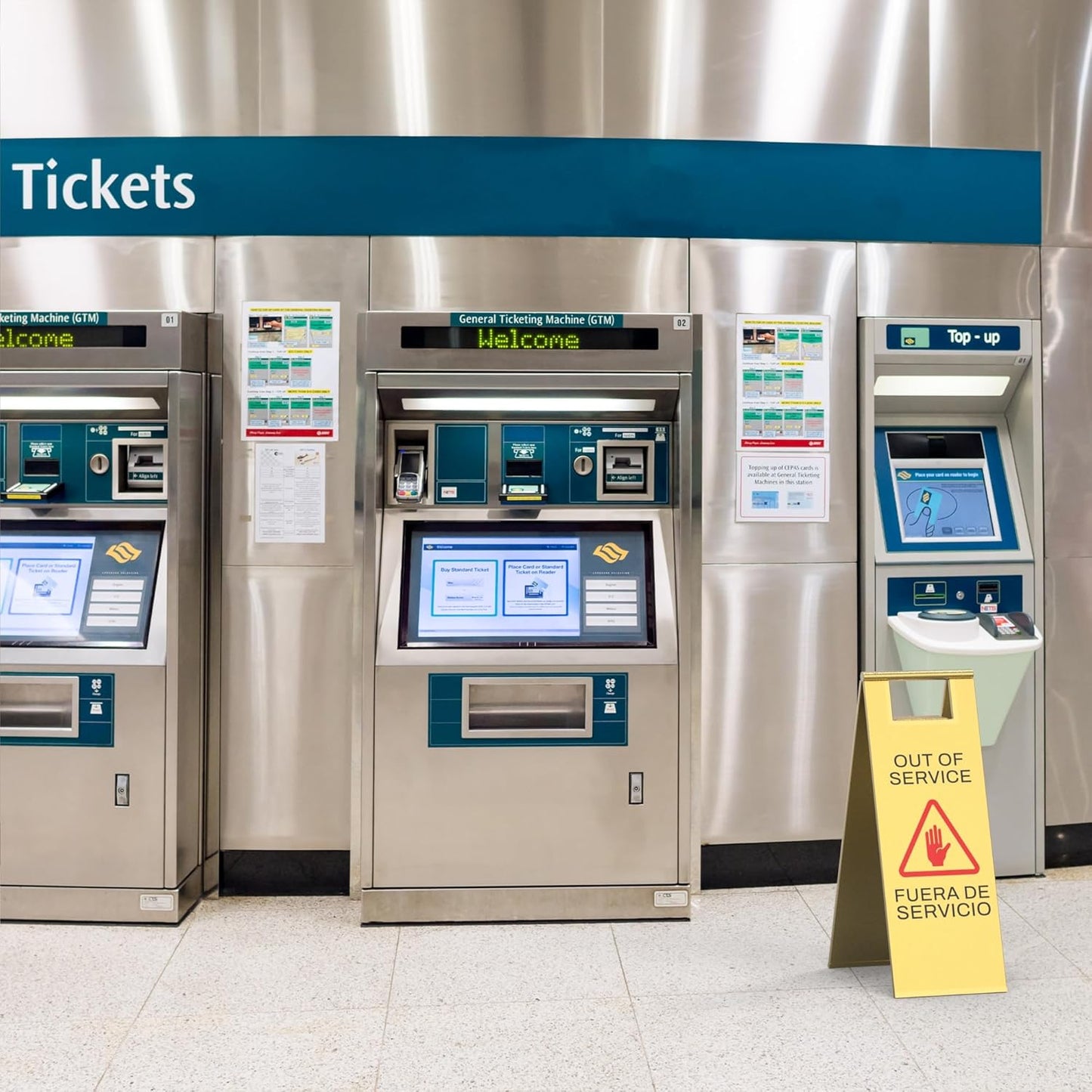 Stainless Steel Out of Service Sign Portable Foldable Sign 2-Pack (Gold)