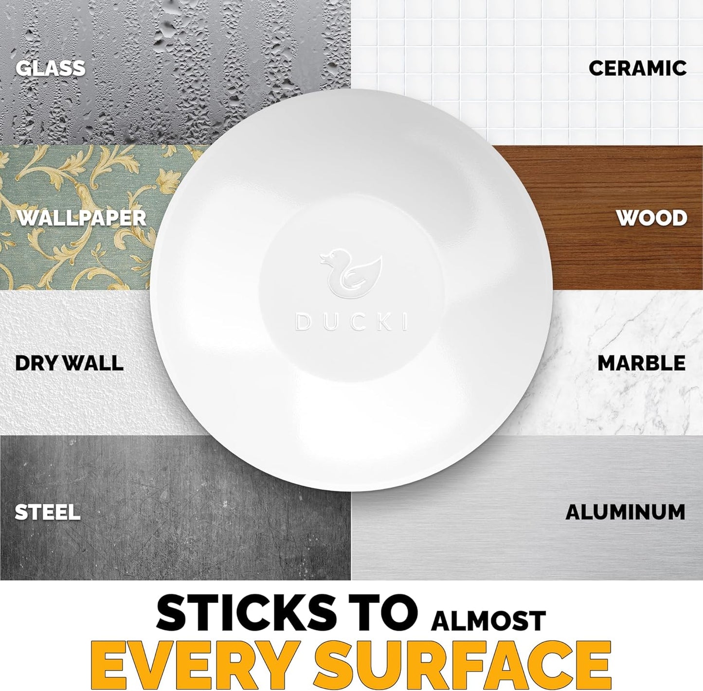 Ducki Door Stop Wall Protector | Self Adhesive Door Knob Wall Protectors from Door Knobs | Rubber Door Stoppers for Wall Damage & Noise | Durable, Shock Absorbent & Discreet | 6 Pack White Door Stops