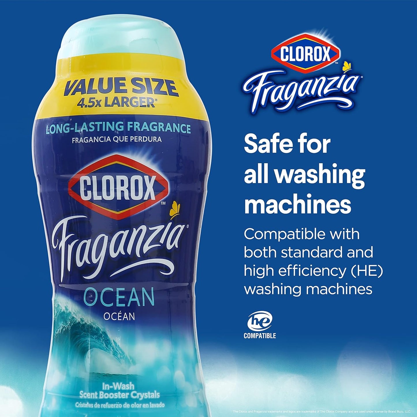 Clorox Fraganzia Laundry Scent Booster Crystals in Ocean Scent - Scented In-Wash Freshener Beads for Fresh, Clean, Great Smelling Clothes and Linens, 70 Oz