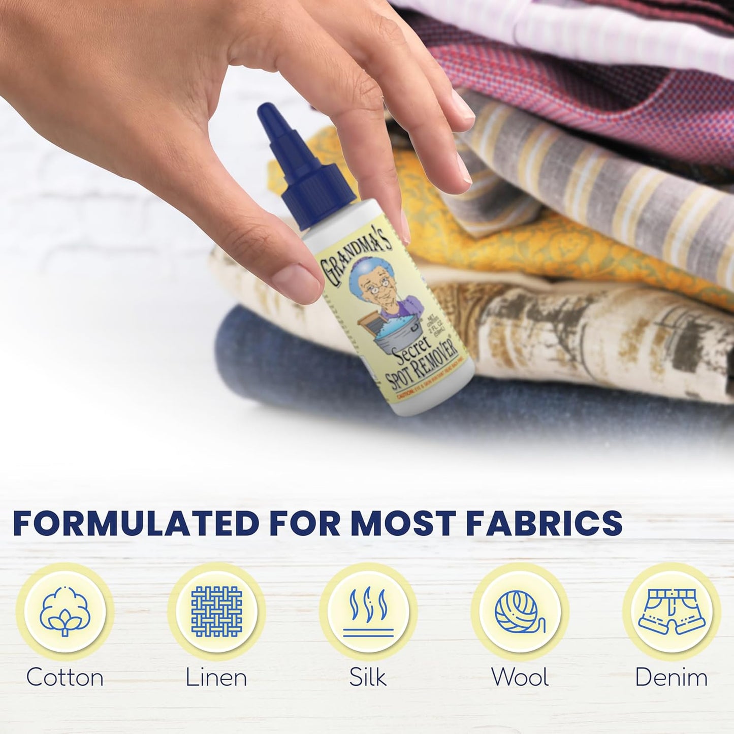 Grandma's Secret Spot Remover Laundry Spray - Chlorine, Bleach and Toxin-Free Fabric Stain Remover for Clothes - Removes Oil, Paint, Blood and Pet Stains - 2 Oz, 3 Pack