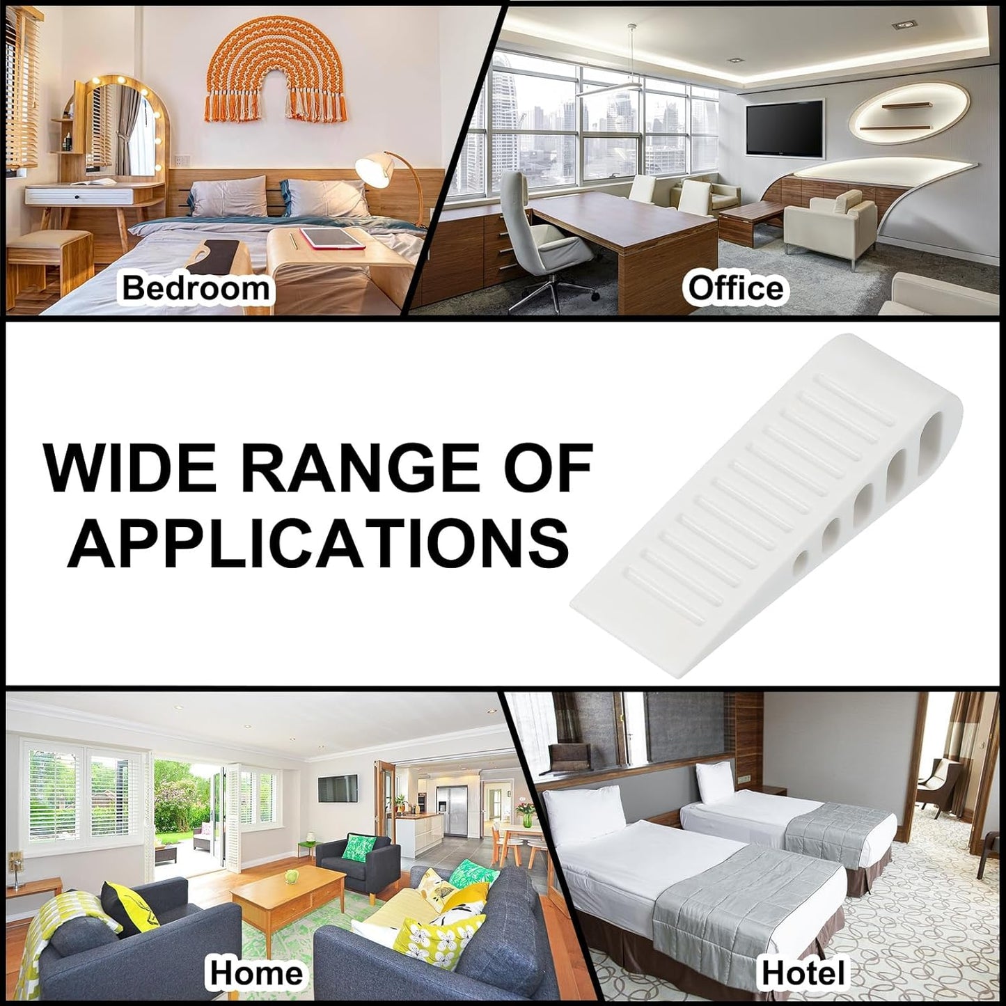 PATIKIL Rubber Door Stoppers for Bottom of Door, Door Wedge Stopper with Holder Sturdy Stackable Doorstop Wall Protector for Home Office Floor Concrete Tile, White