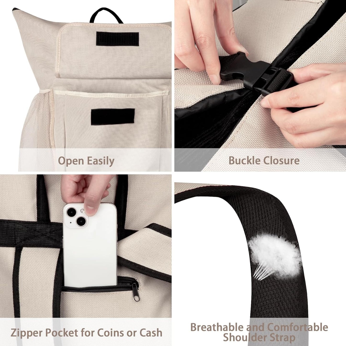 Laundry Backpack Bag, 132L Extra Large Heavy Duty Laundry Backpack for College Dorm Essentials, Laundry Hamper Travel Bag with Shoulder Straps and Mesh Wash Bags for Laundromat, Apartment Khaki