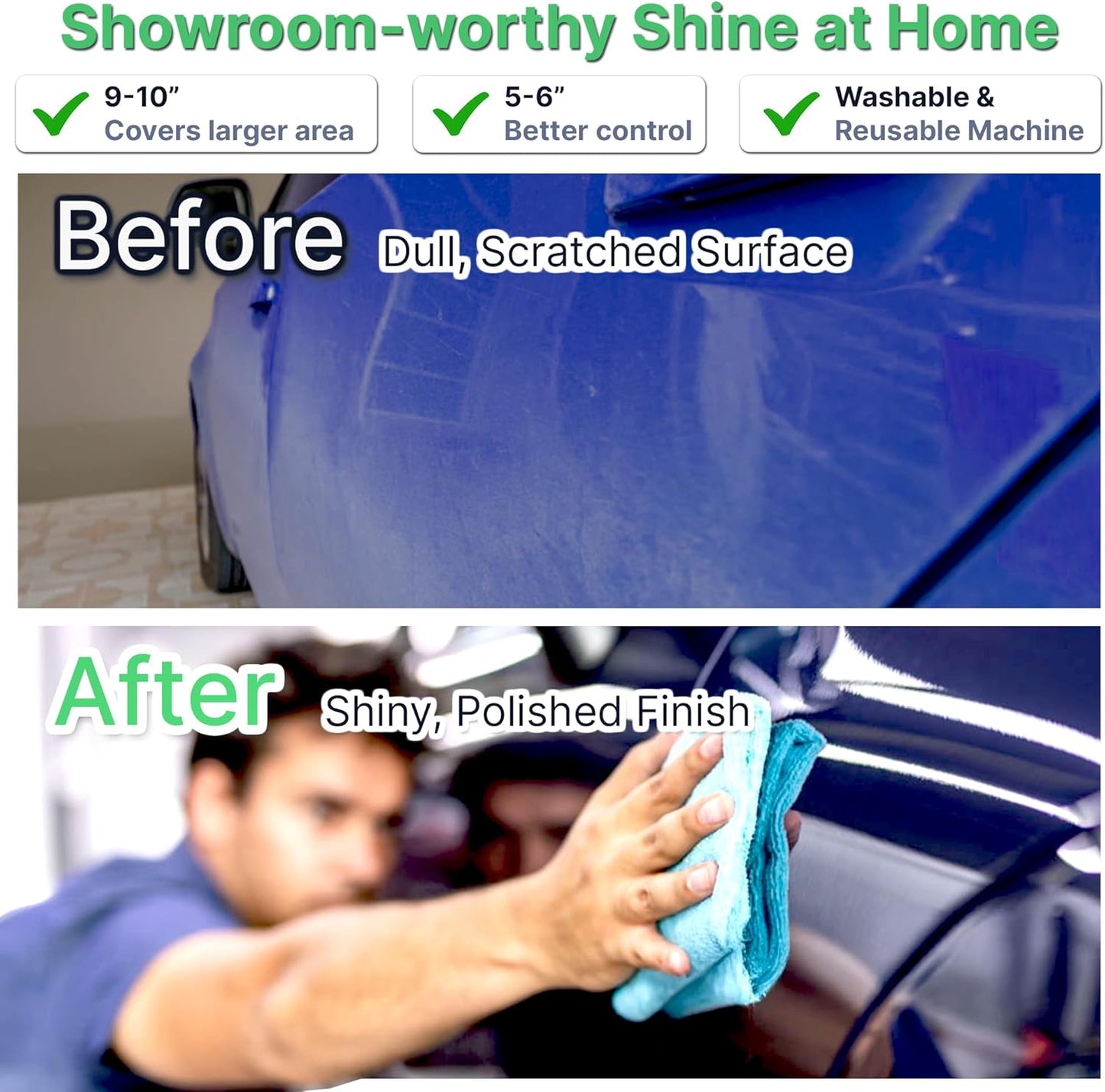 20 Pack Buffing Pads, Polishing Pad Covers, Microfiber & Wool for 9–10 Inch Buffer Polisher; Car Buffer Accessories for Car Detailing Kit; Wax, Polishing Compound & Polish Finishing, Durable Set